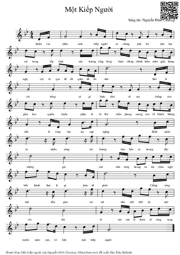 Sheet PDF of Một kiếp người