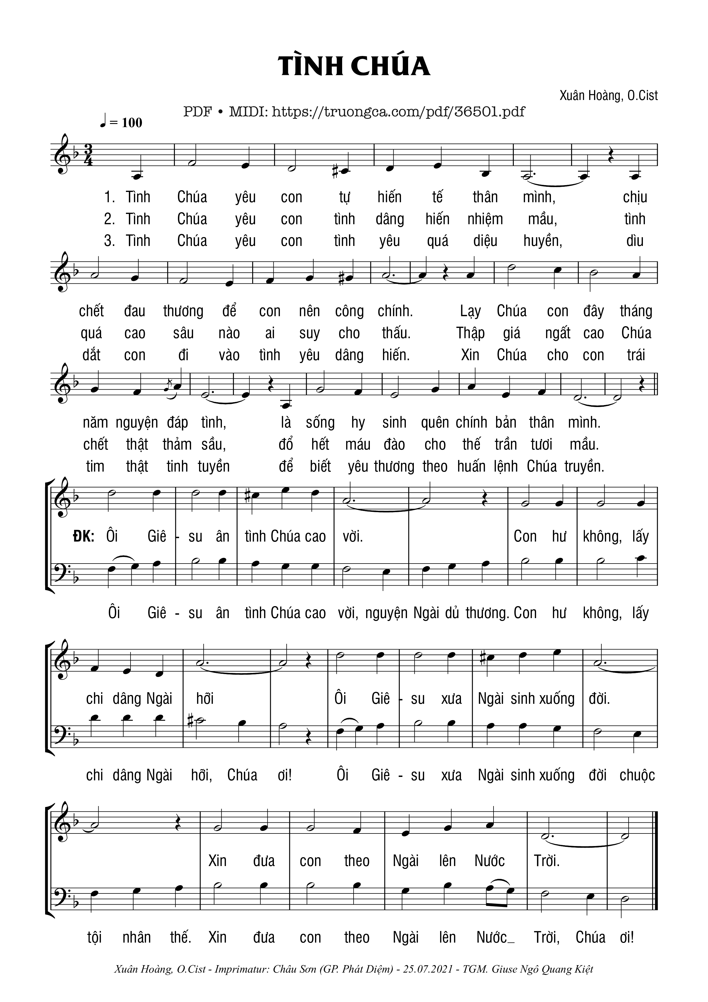 Page 1 of Sheet music PDF Tình Chúa - Xuân Hoàng