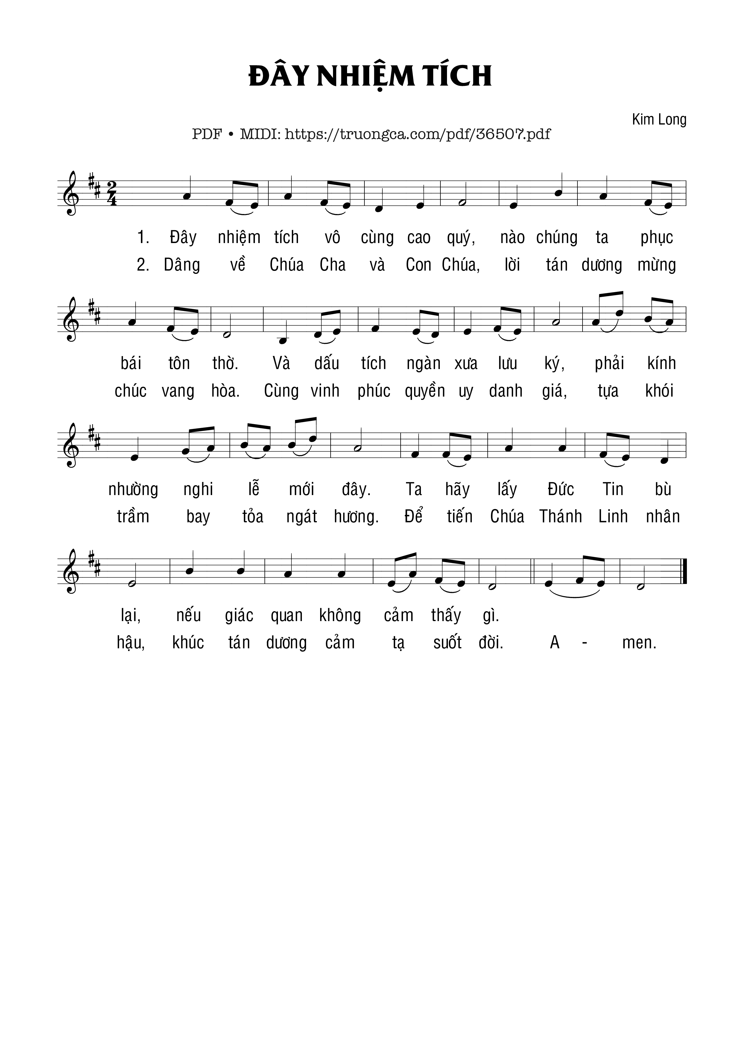 Page 1 of Sheet music PDF Đây Nhiệm Tích 1 - Kim Long