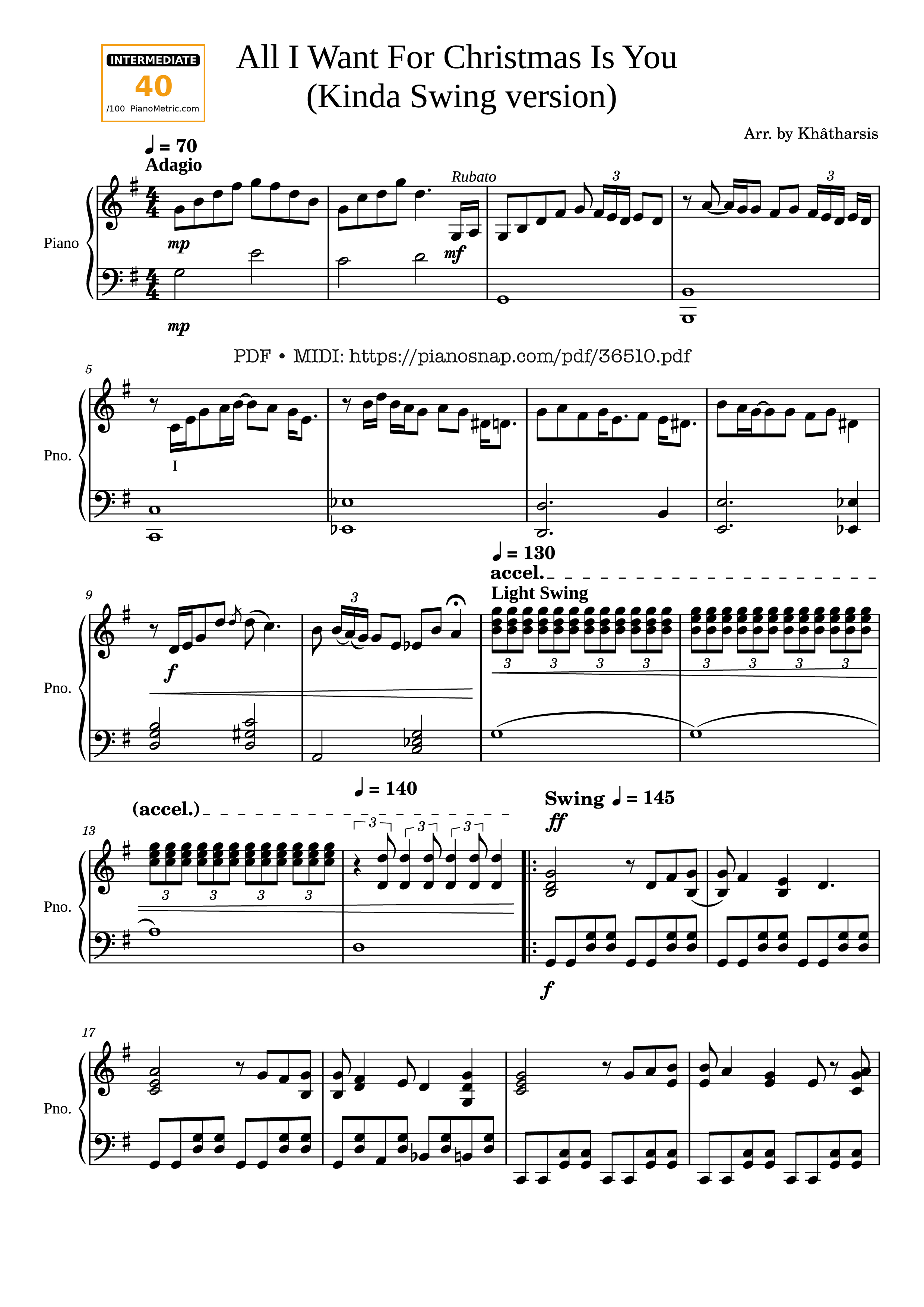 Page 1 of Sheet music PDF Piano All I Want For Christmas Is You - Mariah Carey Piano - Marriah Carrey