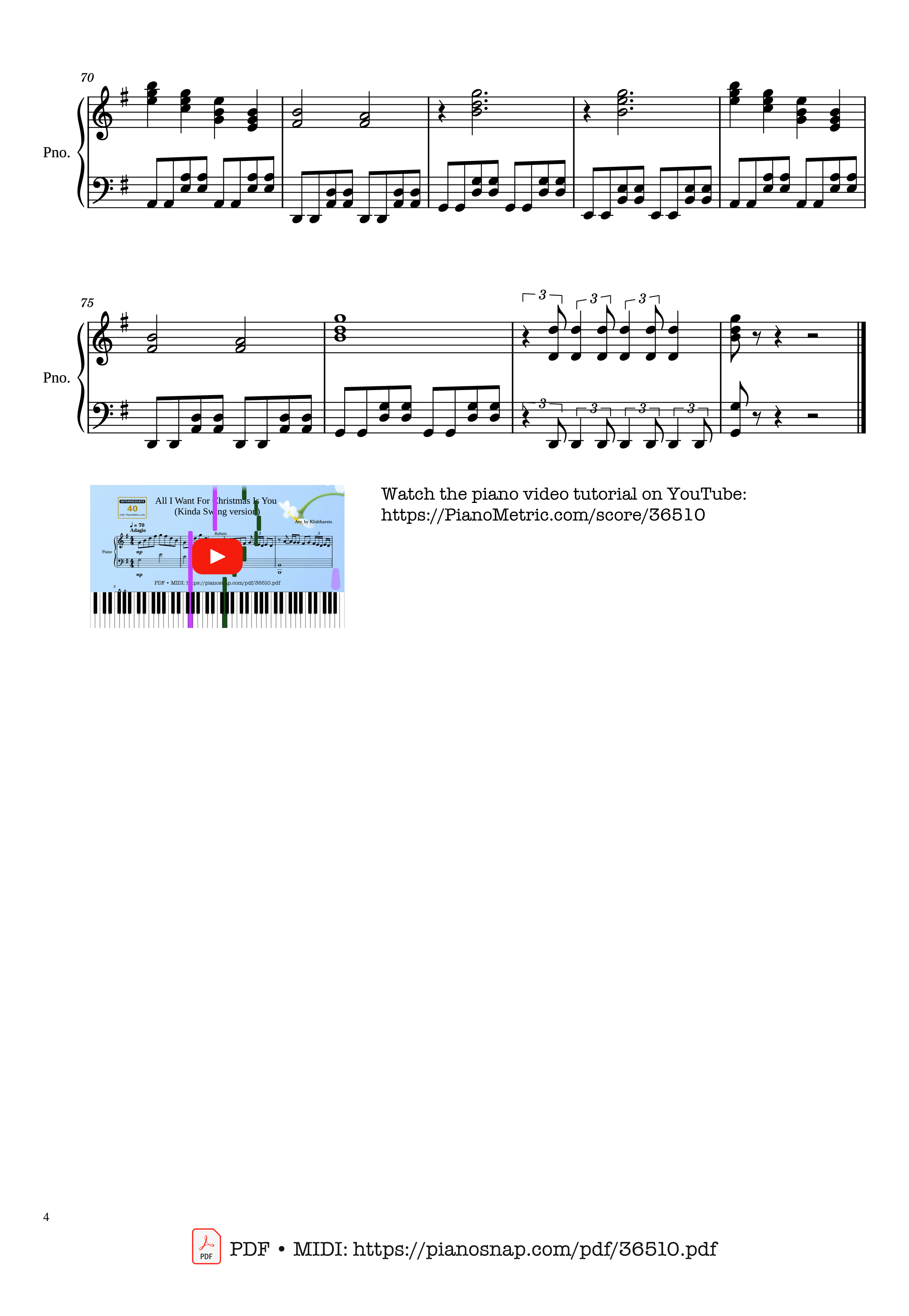 Page 4 of Sheet music PDF Piano All I Want For Christmas Is You - Mariah Carey Piano - Marriah Carrey
