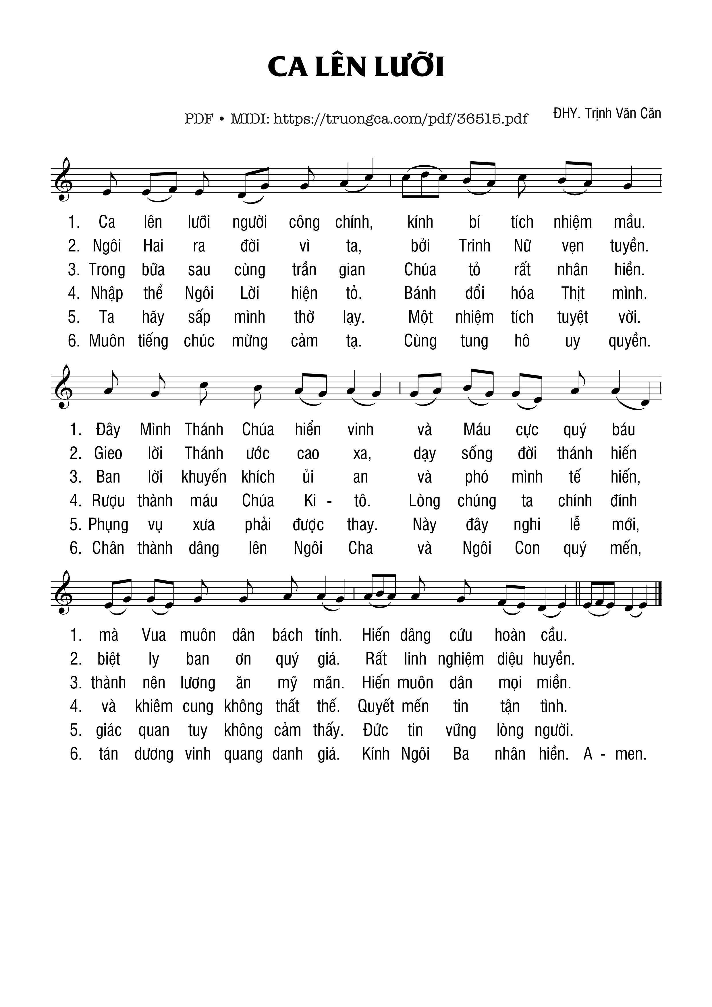Page 1 of Sheet music PDF Ca Lên Lưỡi - Trịnh Văn Căn