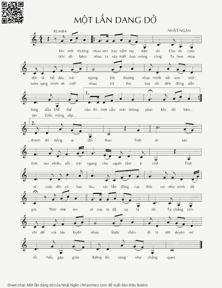 Sheet PDF of Một lần dang dở