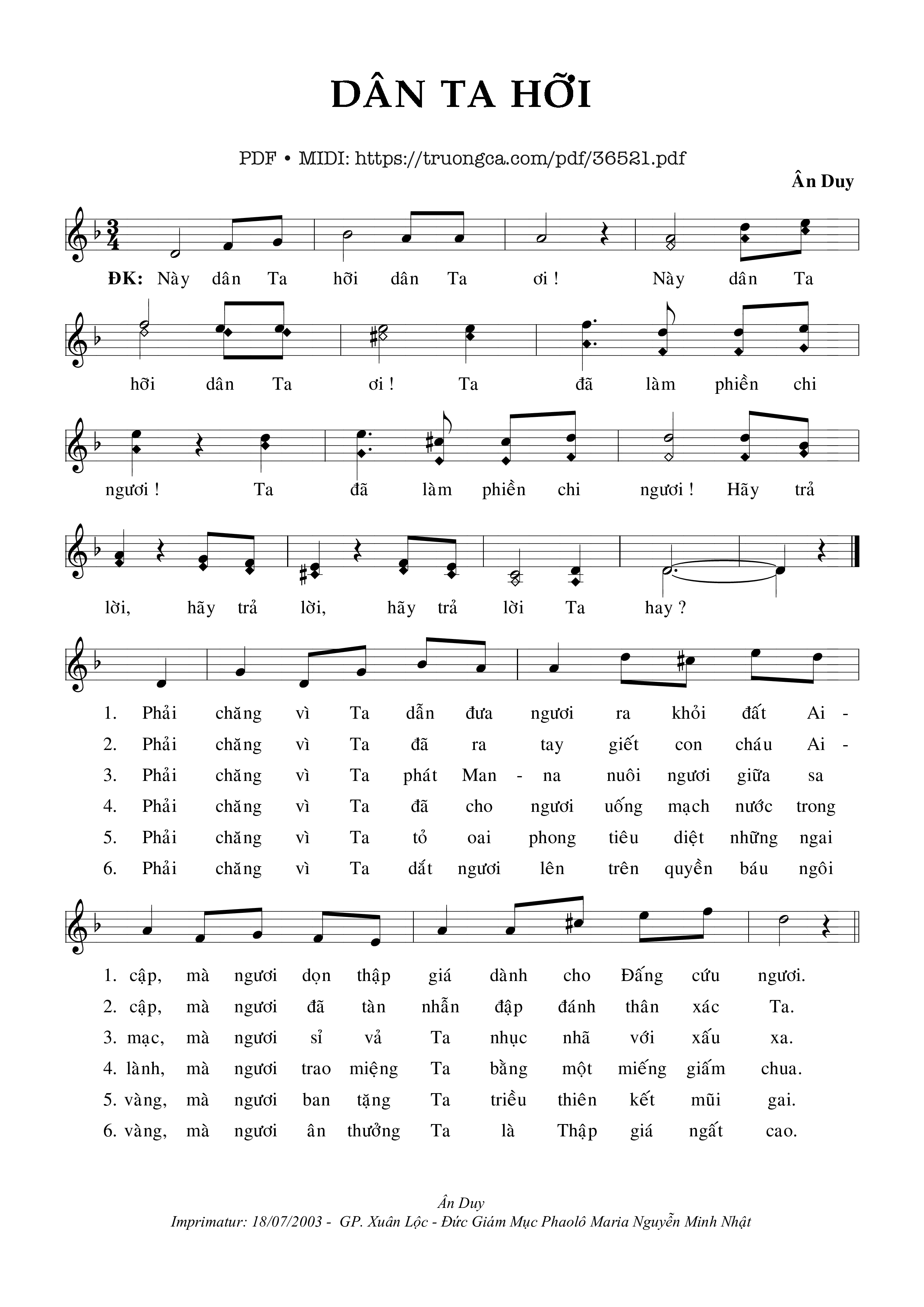 Page 1 of Sheet music PDF Dân Ta Hỡi - Ân Duy
