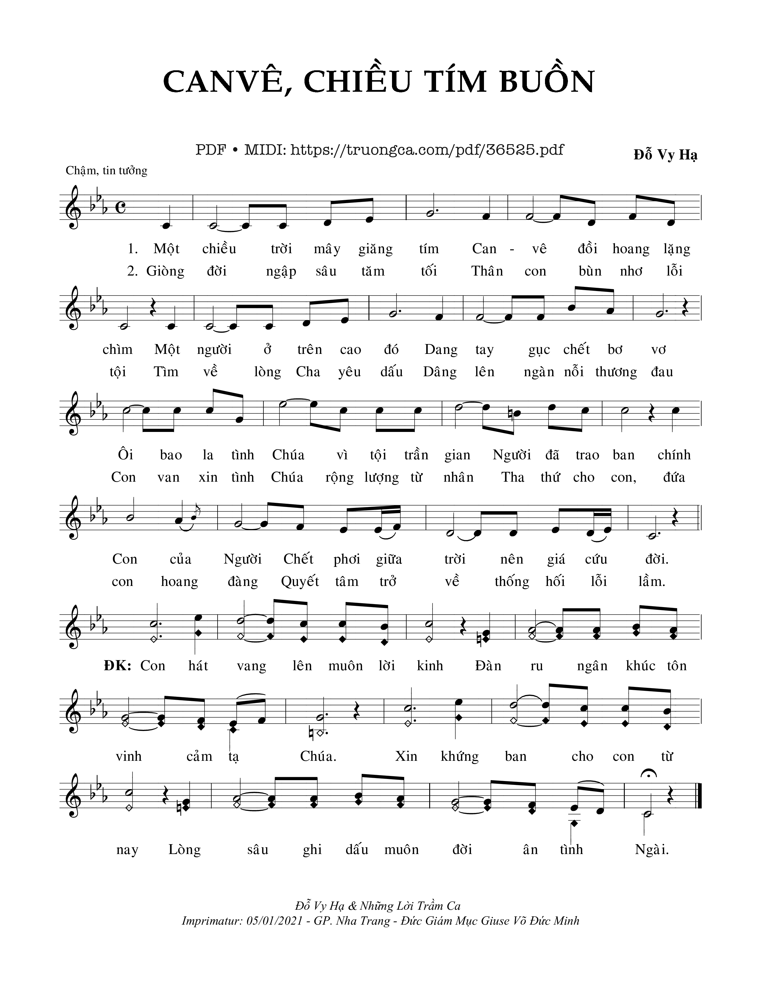 Page 1 of Sheet music PDF Canvê, Chiều Tím Buồn - Đỗ Vy Hạ