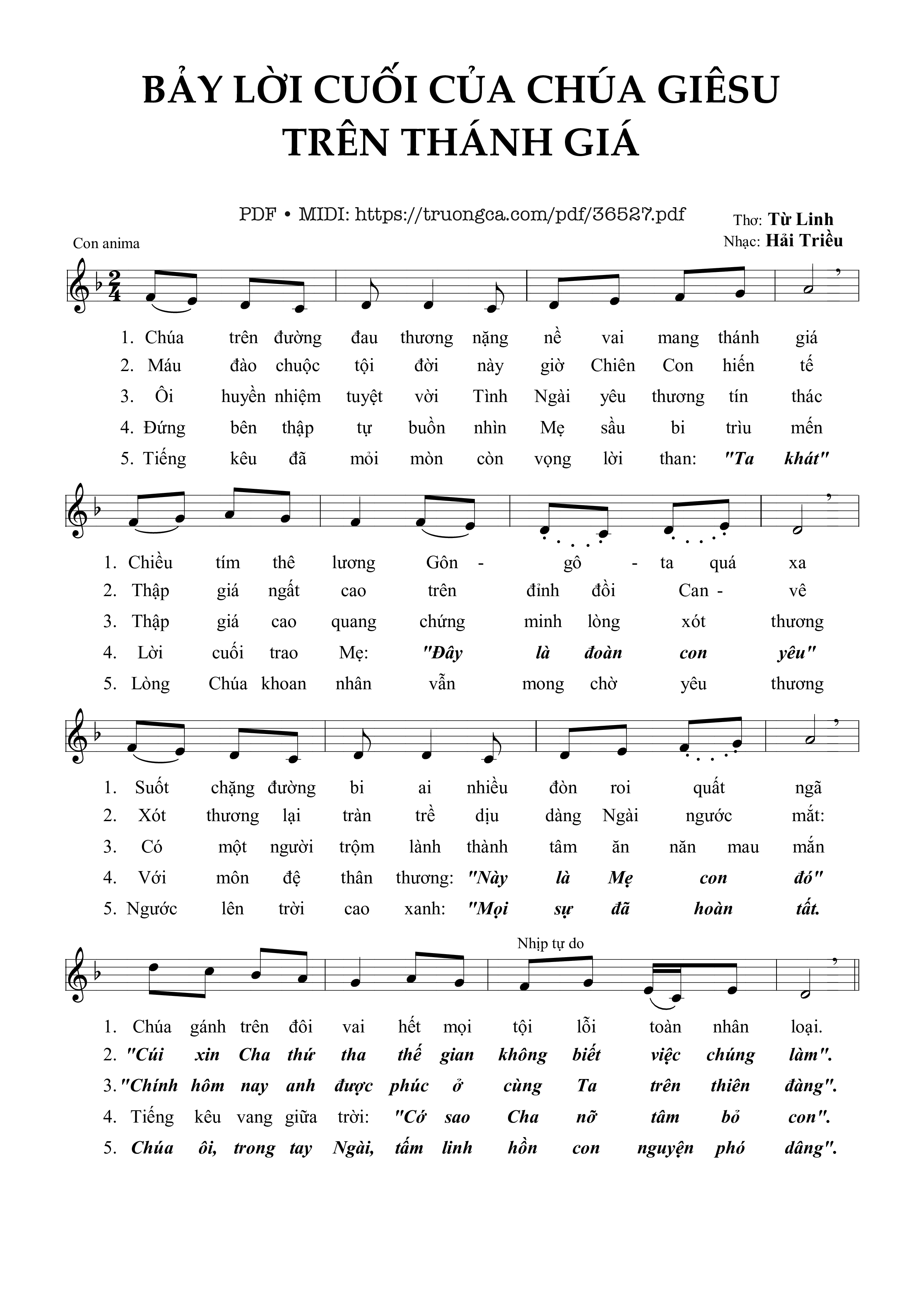 Page 1 of Sheet music PDF Bảy Lời Cuối Của Chúa Giêsu Trên Thánh Giá - Hải Triều &Amp; Từ Linh