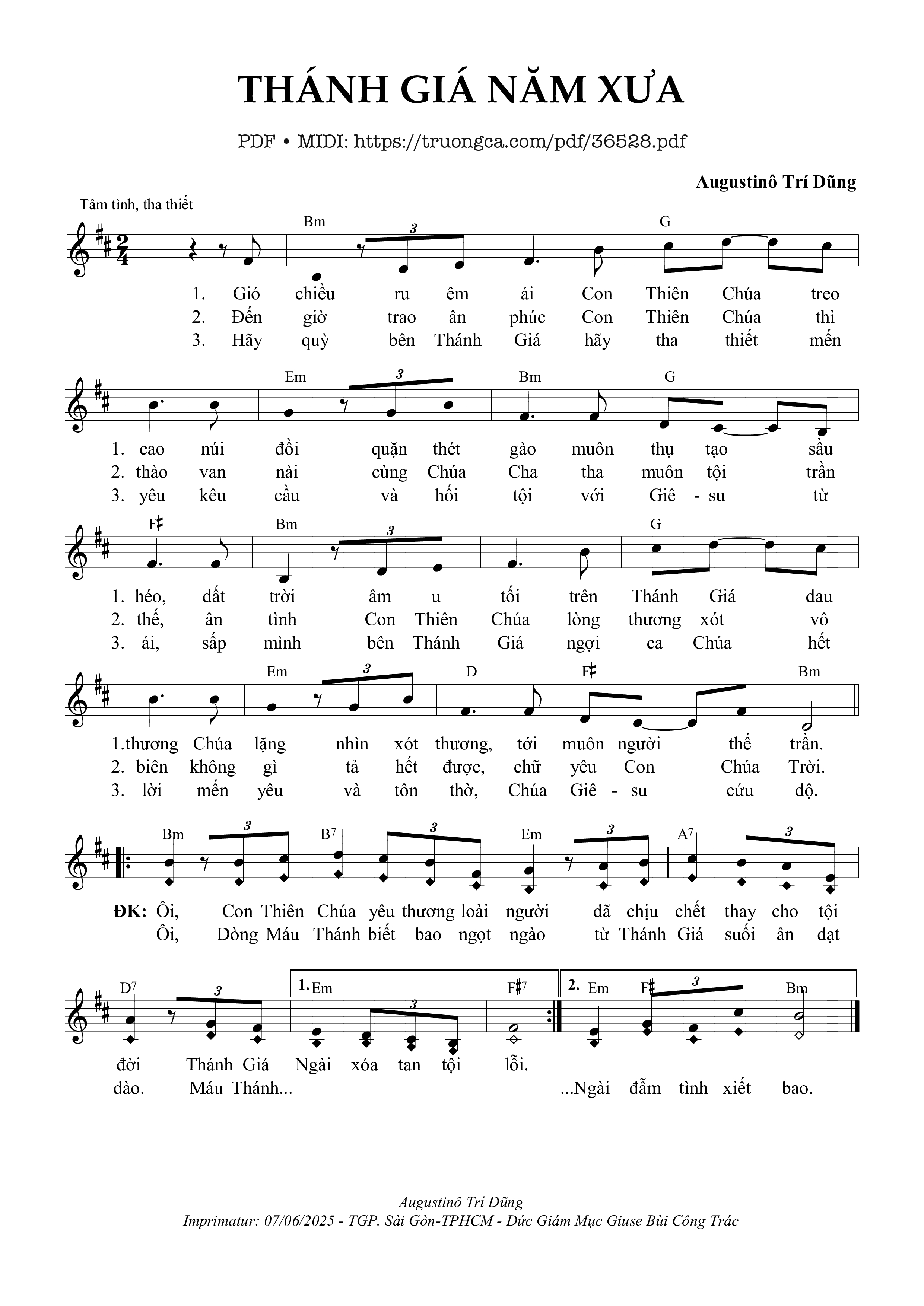 Page 1 of Sheet music PDF Thánh Giá Năm Xưa - Augustino Trí Dũng