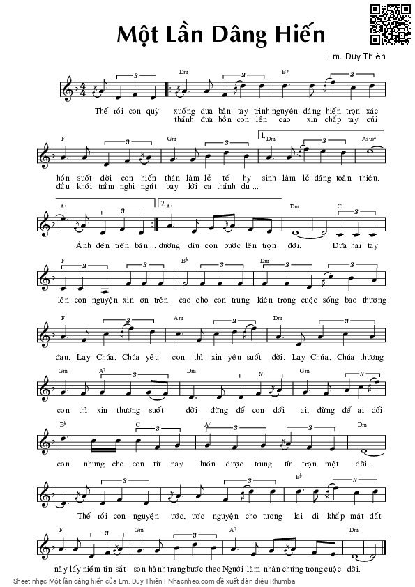 Sheet PDF of Một lần dâng hiến