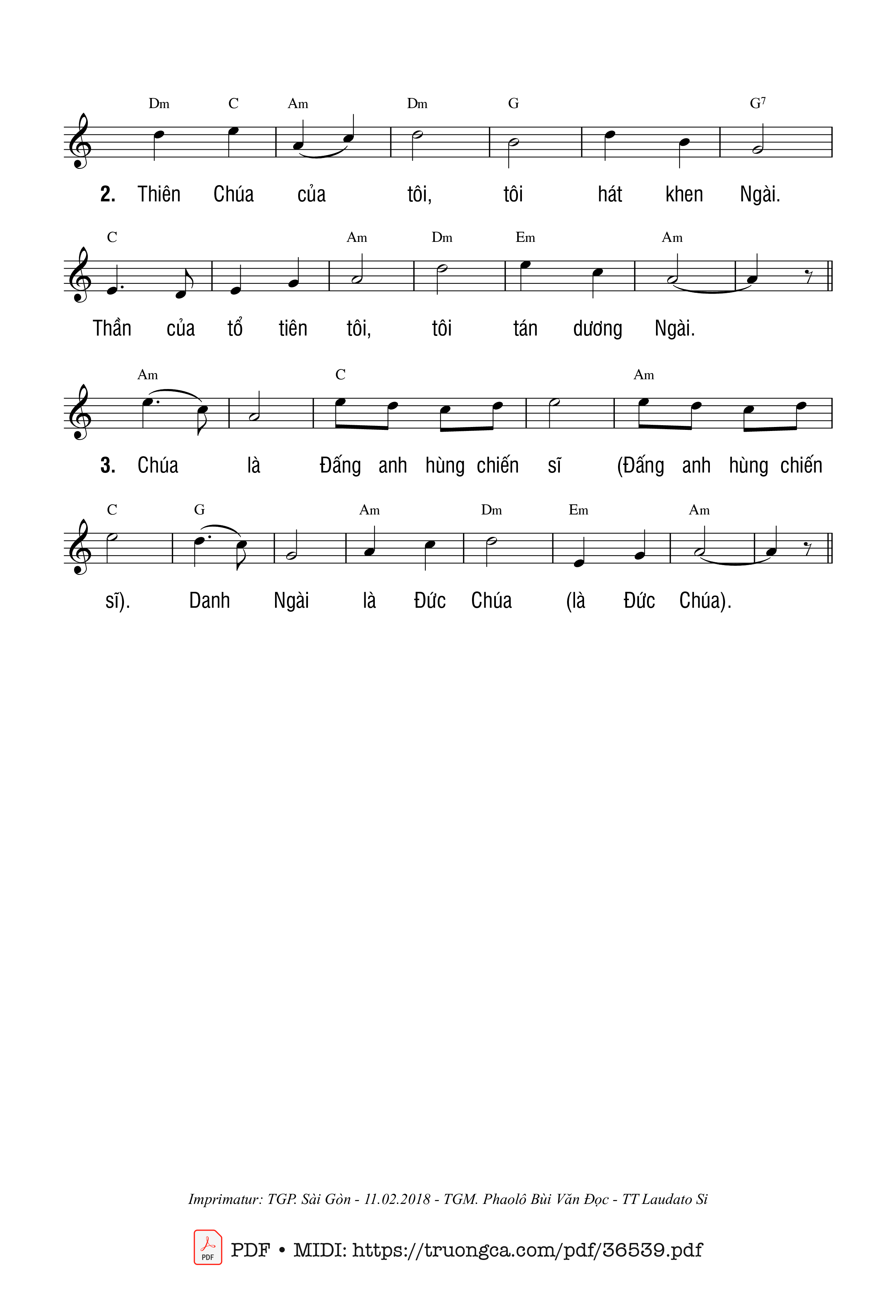 Page 2 of Sheet music PDF Vang Lên - Hoàng Kim