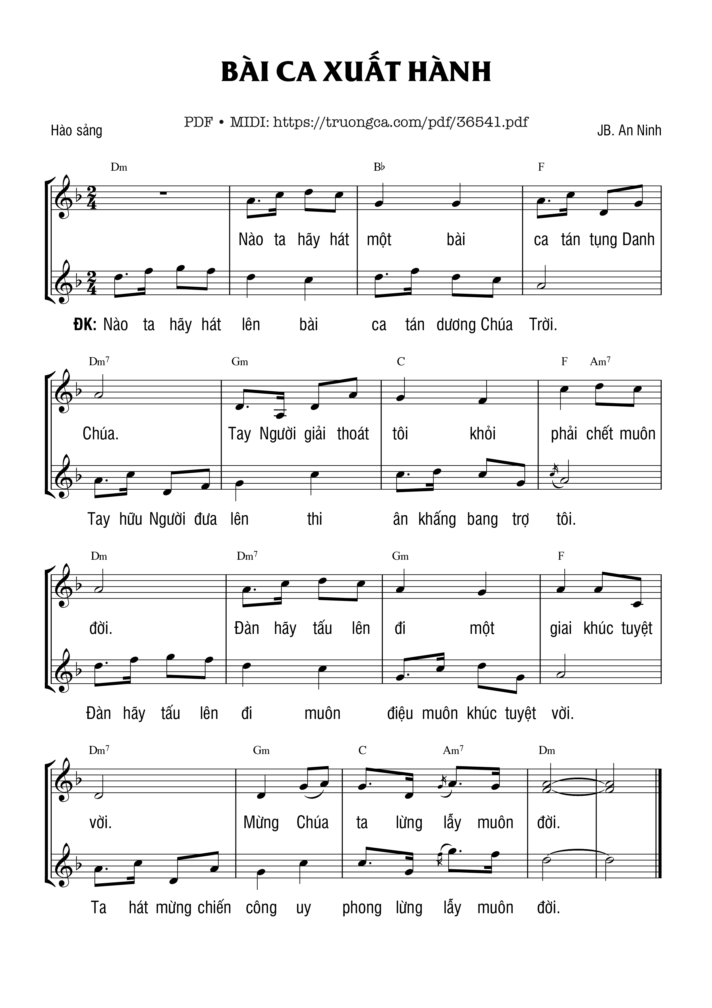 Page 1 of Sheet music PDF Bài Ca Xuất Hành - Jb. An Ninh