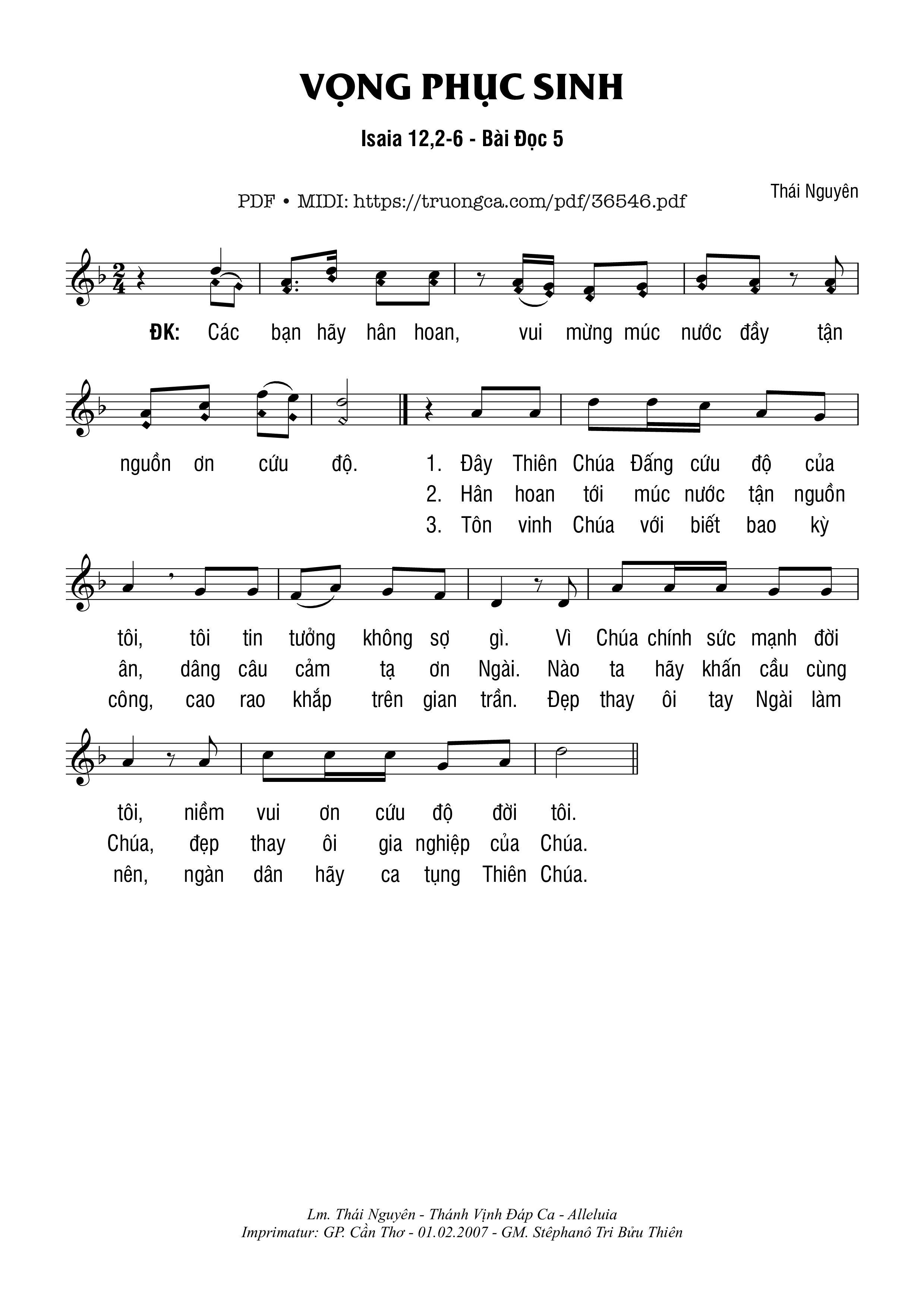 Page 1 of Sheet music PDF Thánh Vịnh 29, Vọng Phục Sinh - Bài Đọc 4 - Thái Nguyên