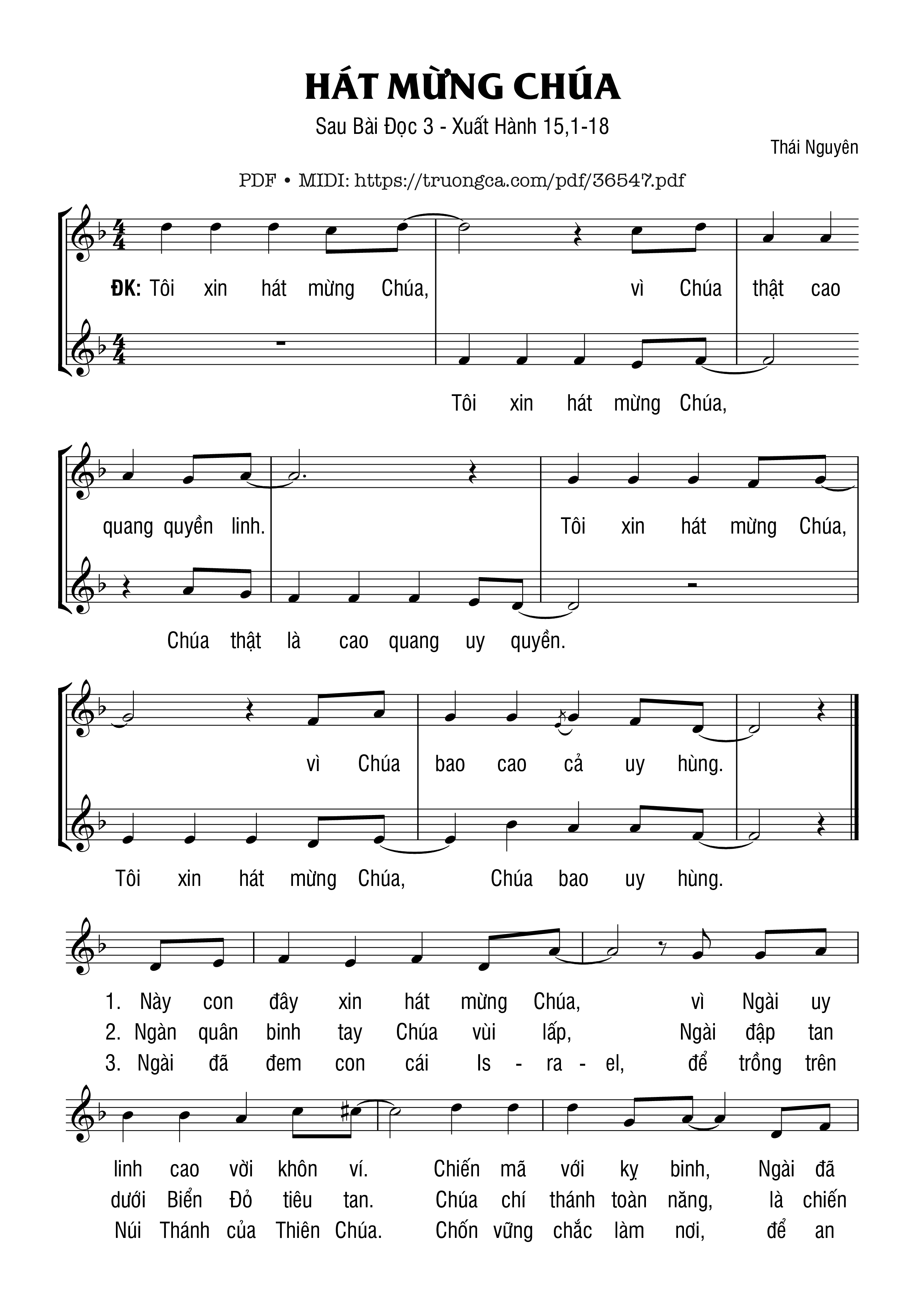 Page 1 of Sheet music PDF Hát Mừng Chúa - Bài Đọc 3 (Xh. 15) - Thái Nguyên