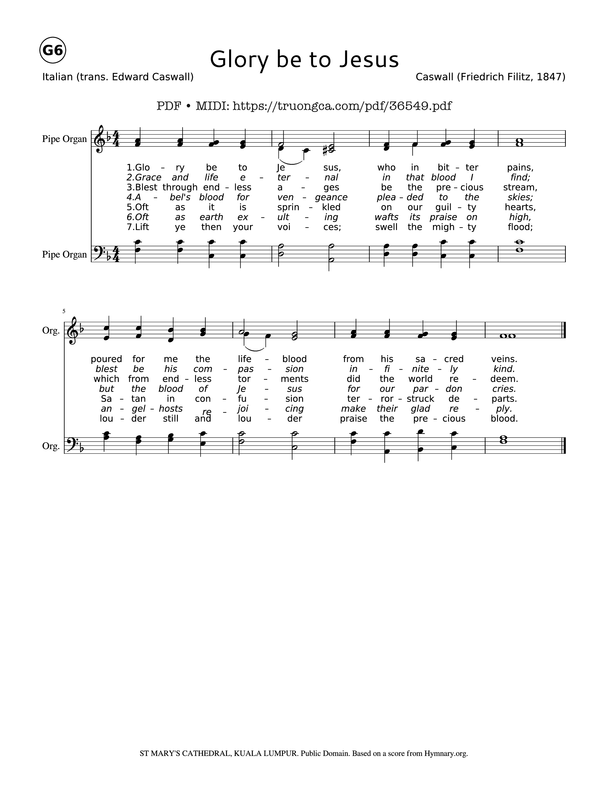 Page 1 of Sheet music PDF Glory be to Jesus - Caswall
