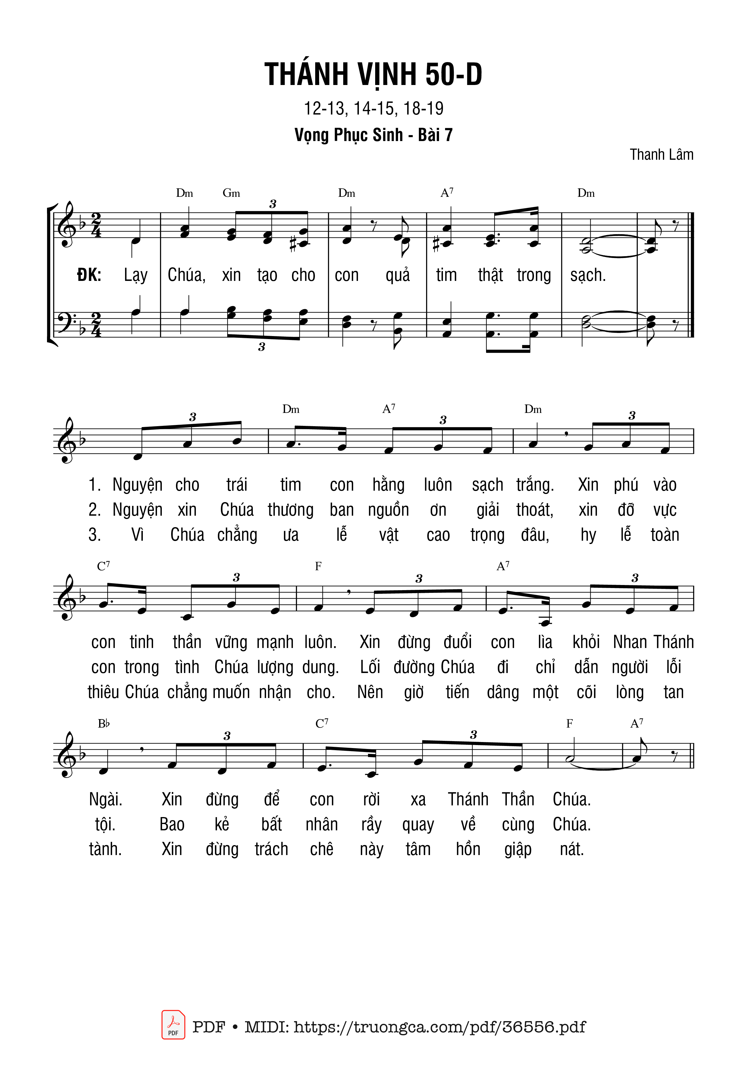 Page 1 of Sheet music PDF Thánh Vịnh 50, Vọng Phục Sinh - Bài 7 - Thanh Lâm