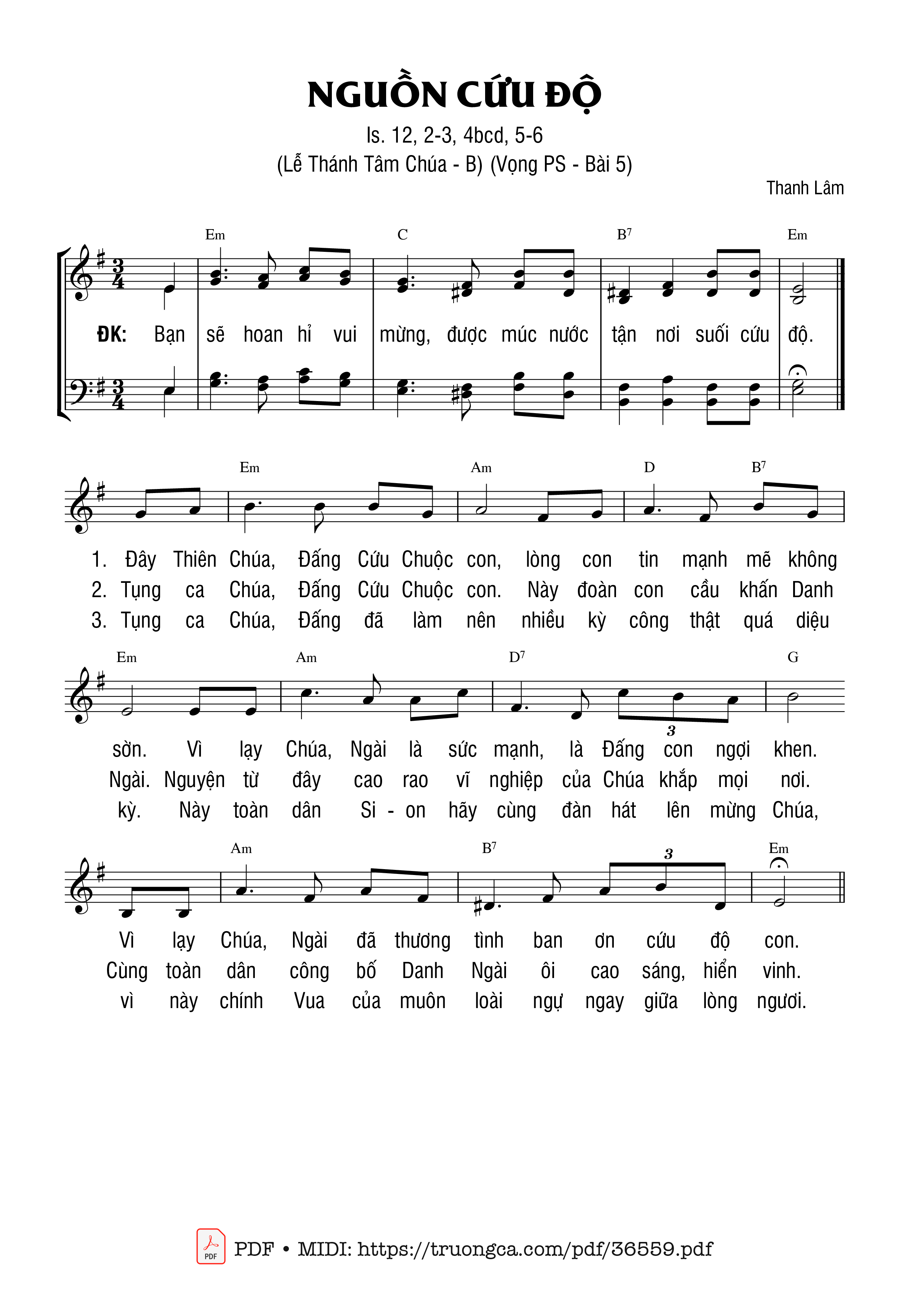 Page 1 of Sheet music PDF Nguồn Cứu Độ - Thanh Lâm