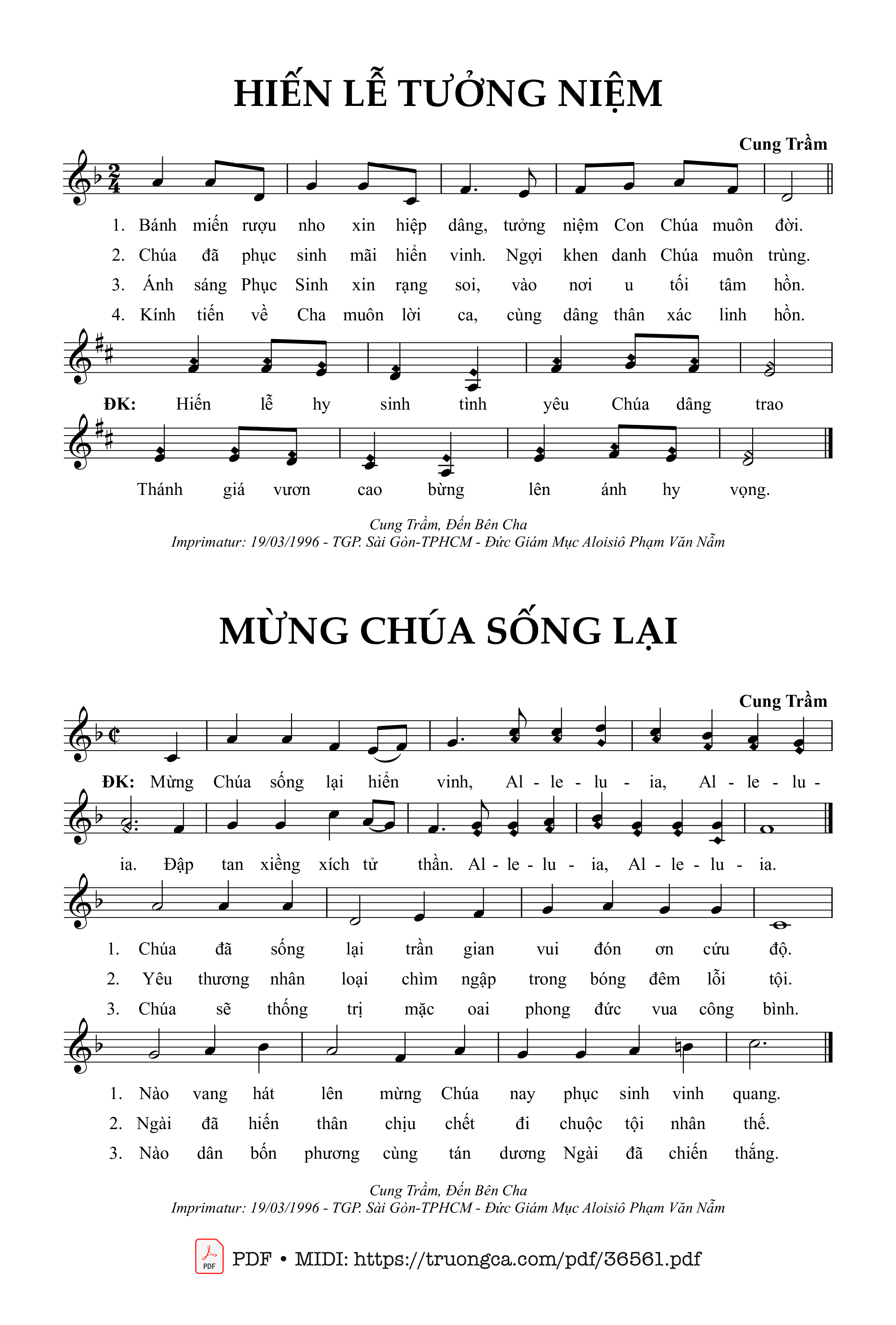 Page 1 of Sheet music PDF Hiến Lễ Tưởng Niệm - Cung Trầm