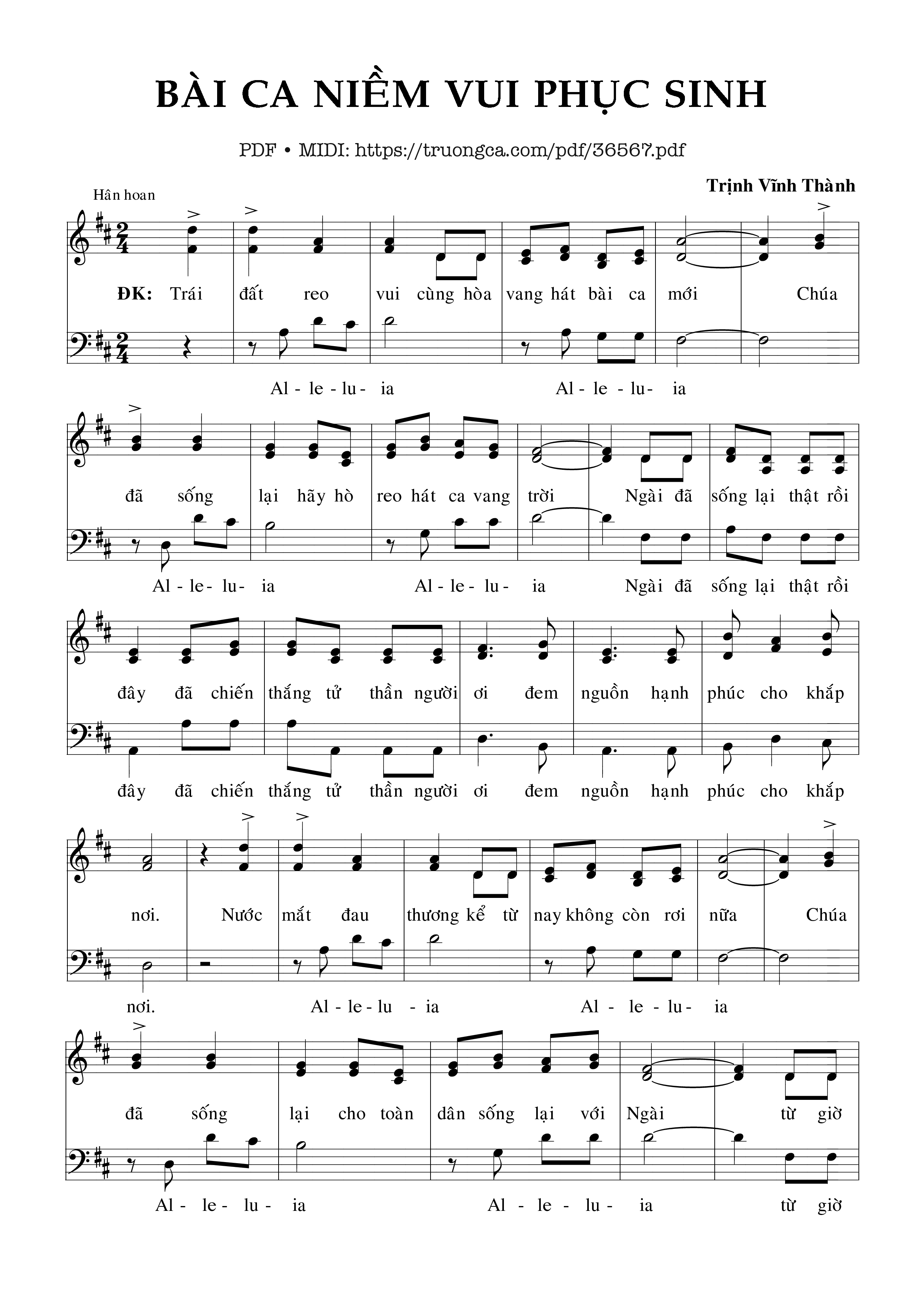 Page 1 of Sheet music PDF Bài Ca Niềm Vui Phục Sinh - Trịnh Vĩnh Thành