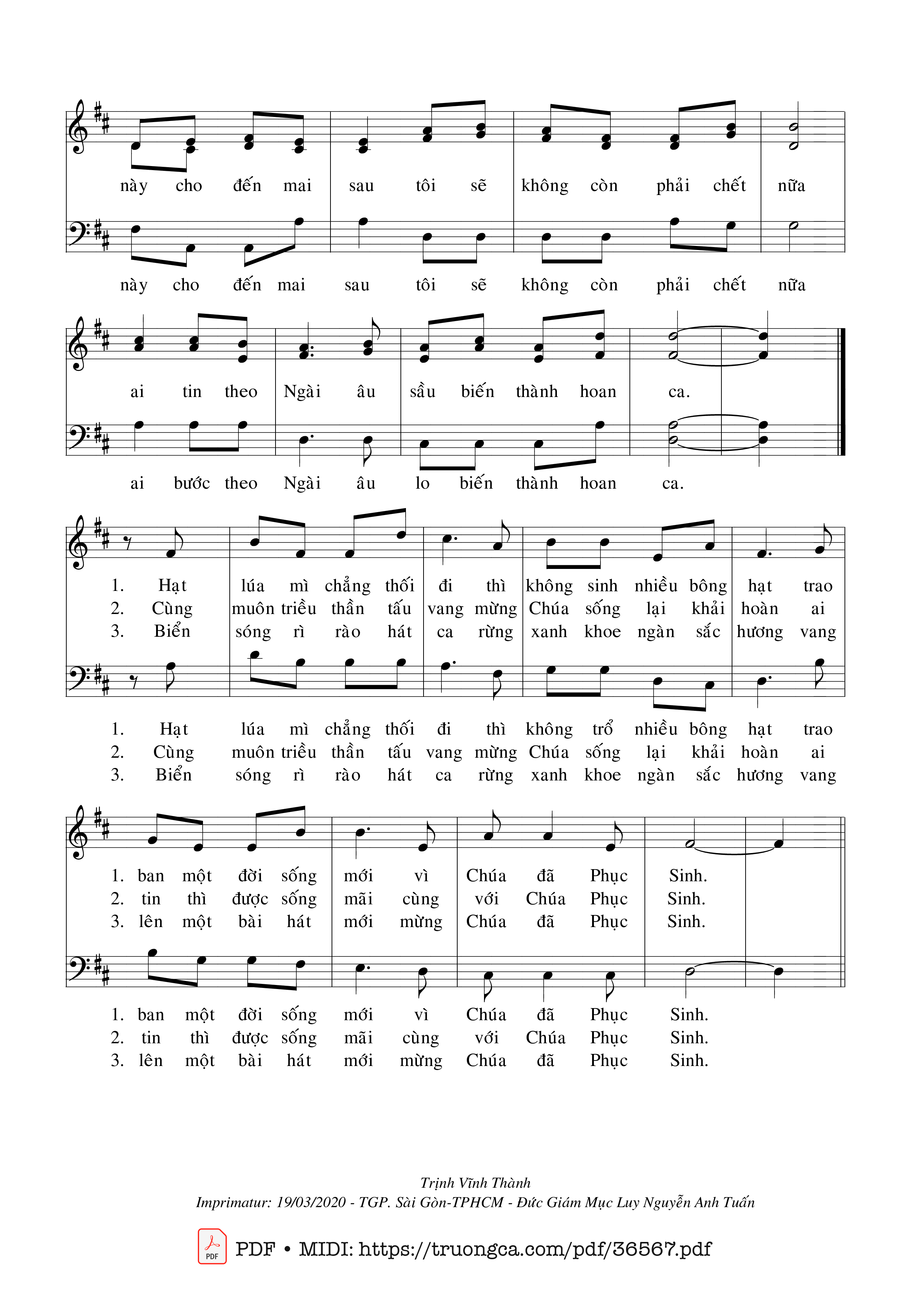Page 2 of Sheet music PDF Bài Ca Niềm Vui Phục Sinh - Trịnh Vĩnh Thành