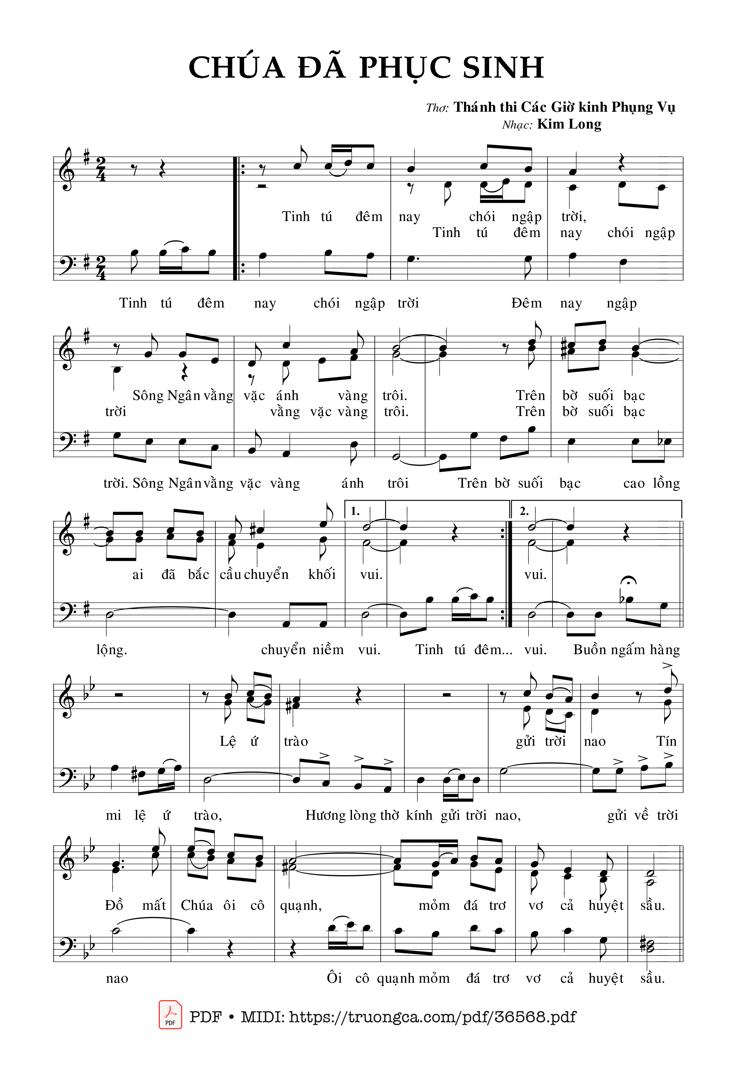 Page 1 of Sheet music PDF Chúa Đã Phục Sinh - Kim Long