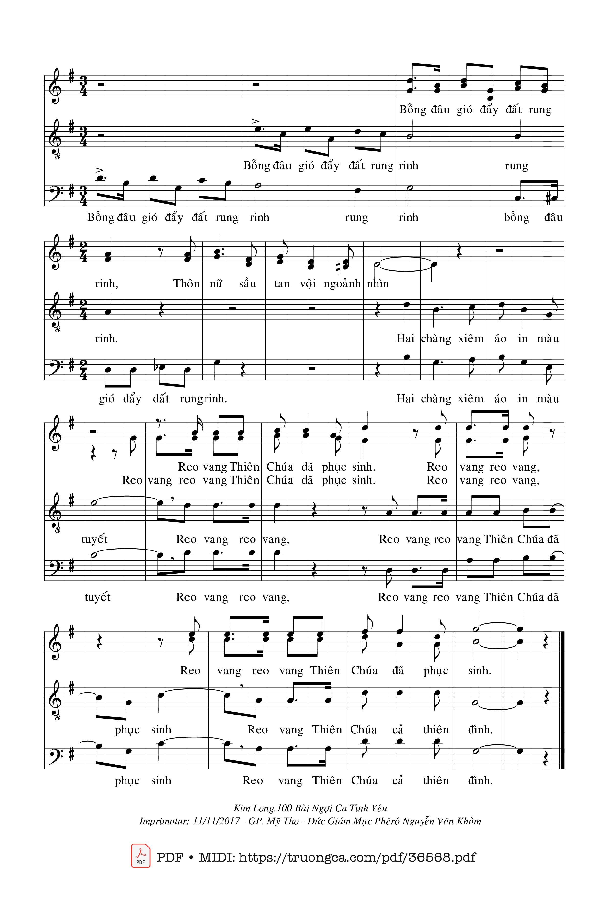 Page 2 of Sheet music PDF Chúa Đã Phục Sinh - Kim Long