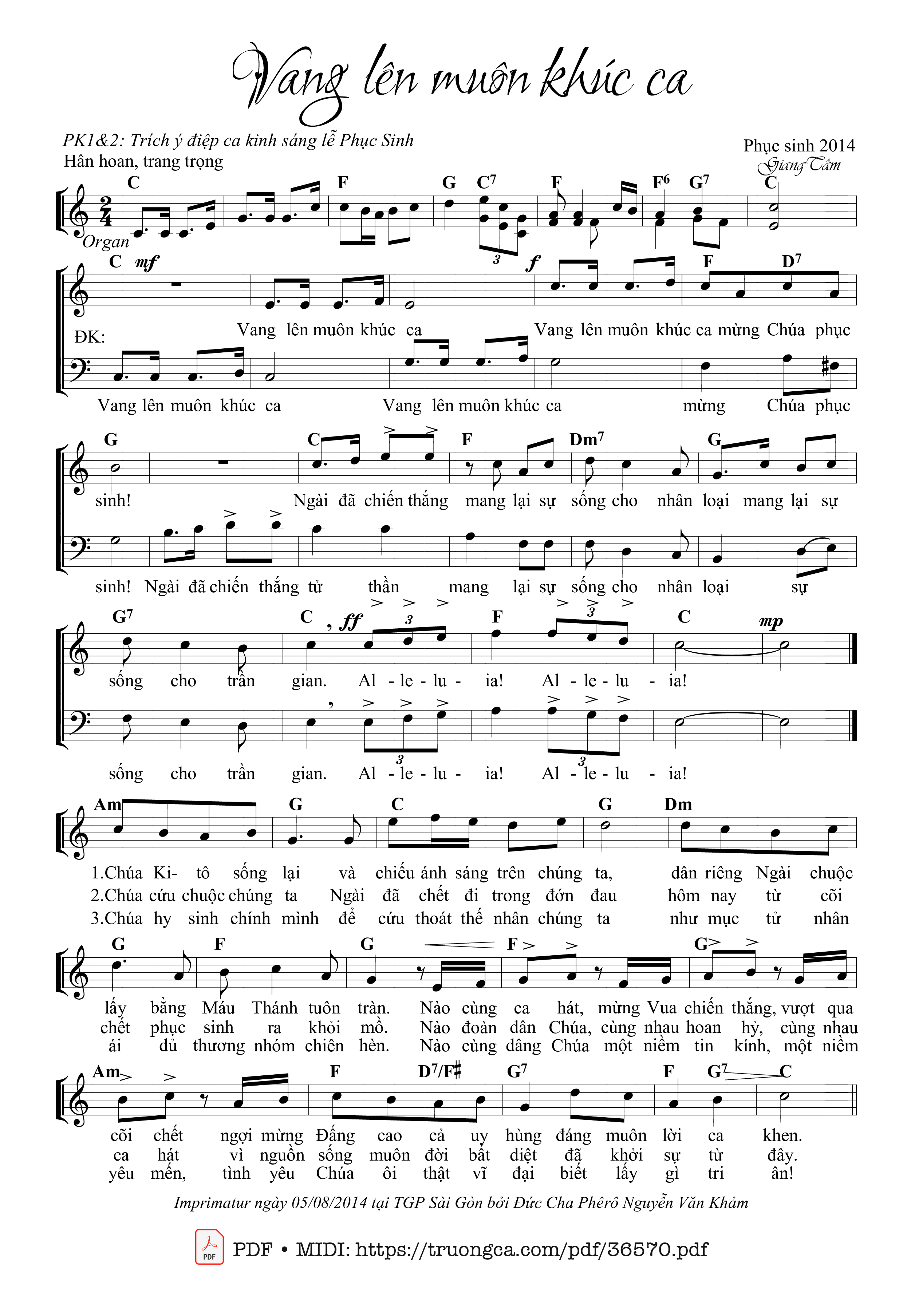 Page 1 of Sheet music PDF Vang Lên Muôn Khúc Ca - Giang Tâm