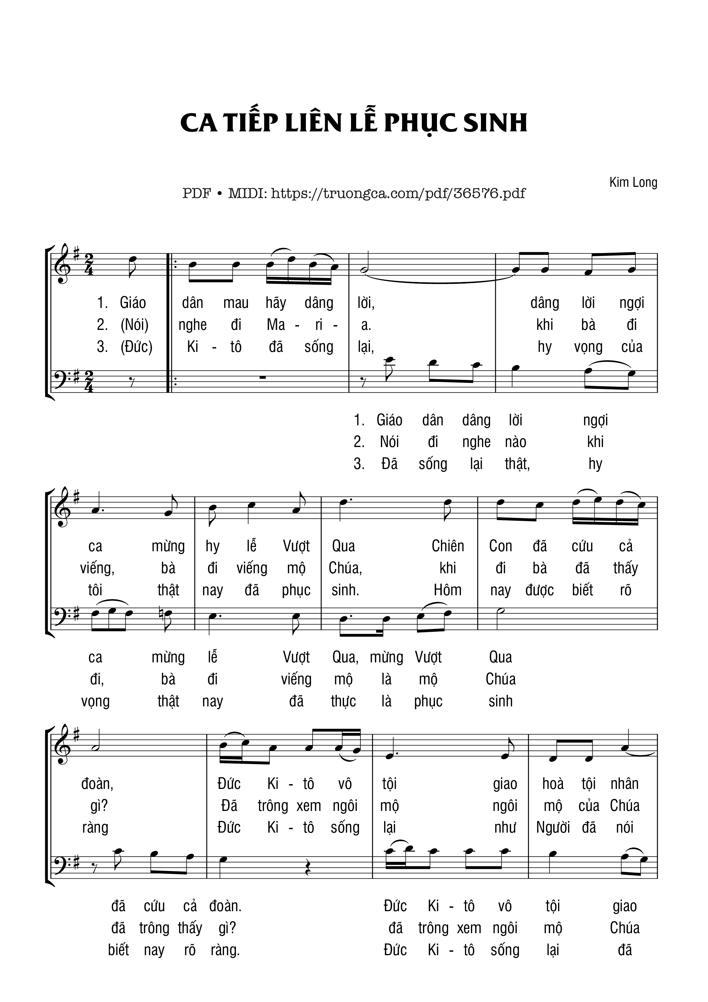 Page 1 of Sheet music PDF Ca Tiếp Liên Lễ Phục Sinh - Kim Long