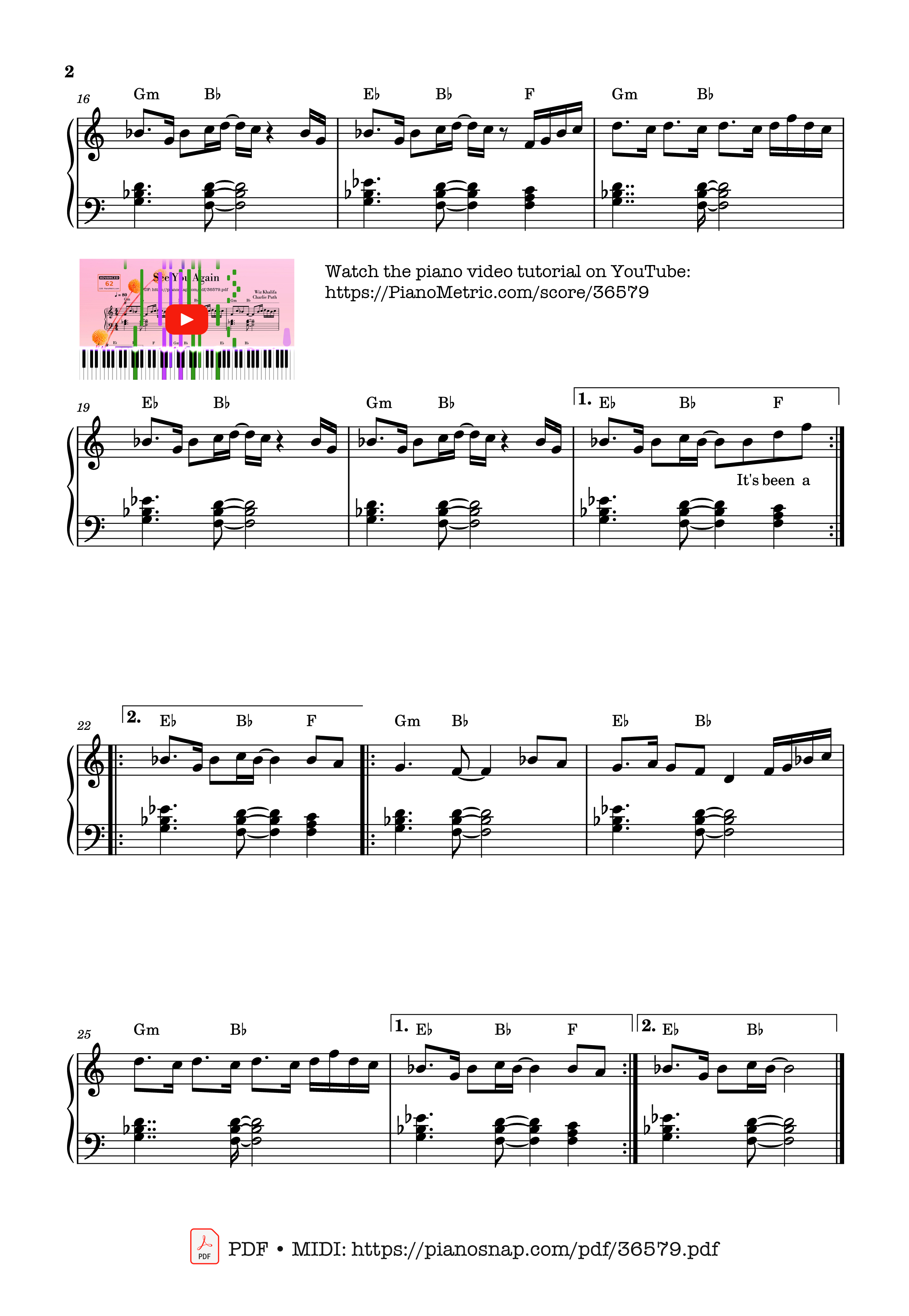 Page 2 of Sheet music PDF Piano See You Again (Solo Piano) - Wiz Khalifa
