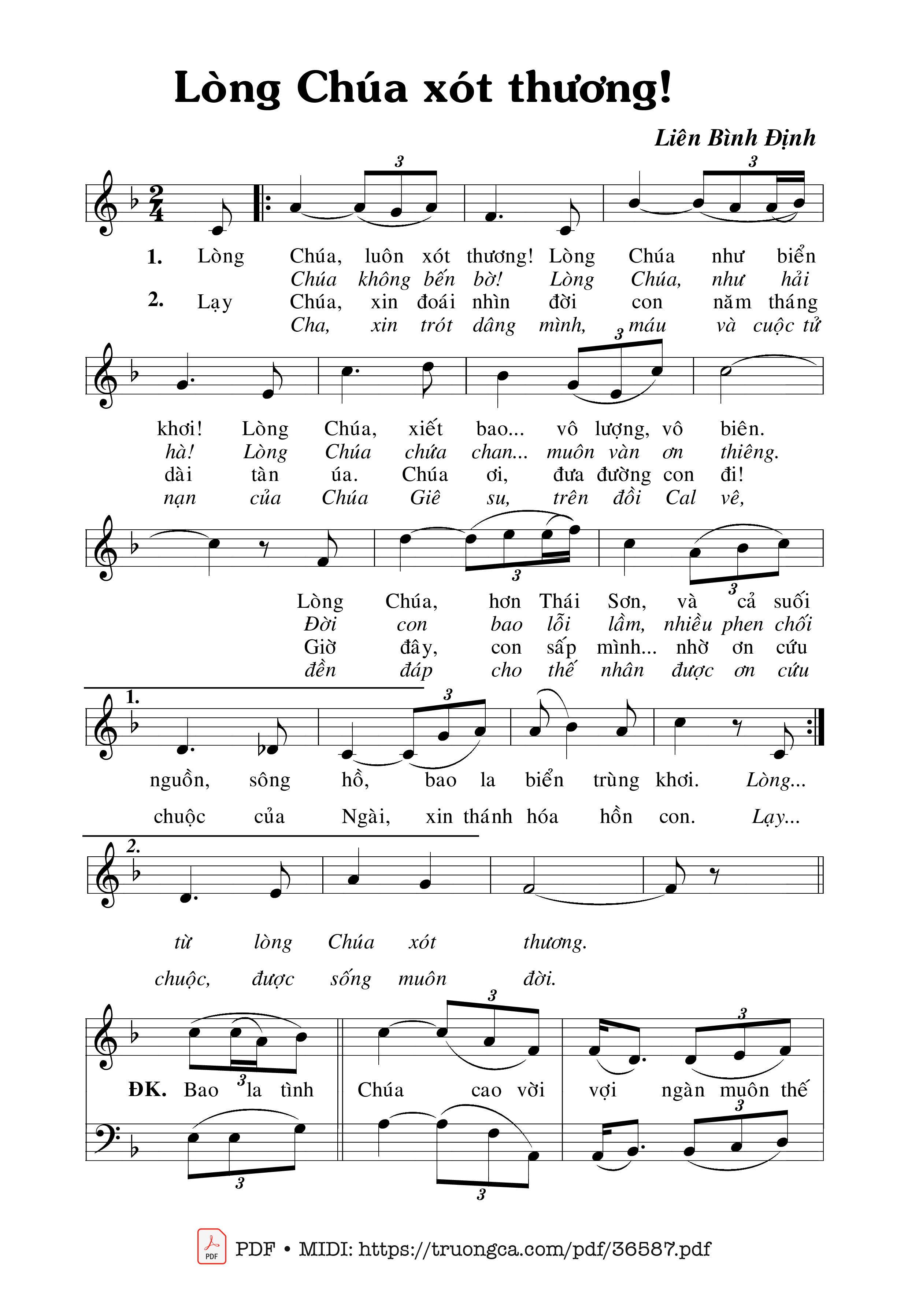 Page 1 of Sheet music PDF Lòng Chúa Xót Thương - Liên Bình Định