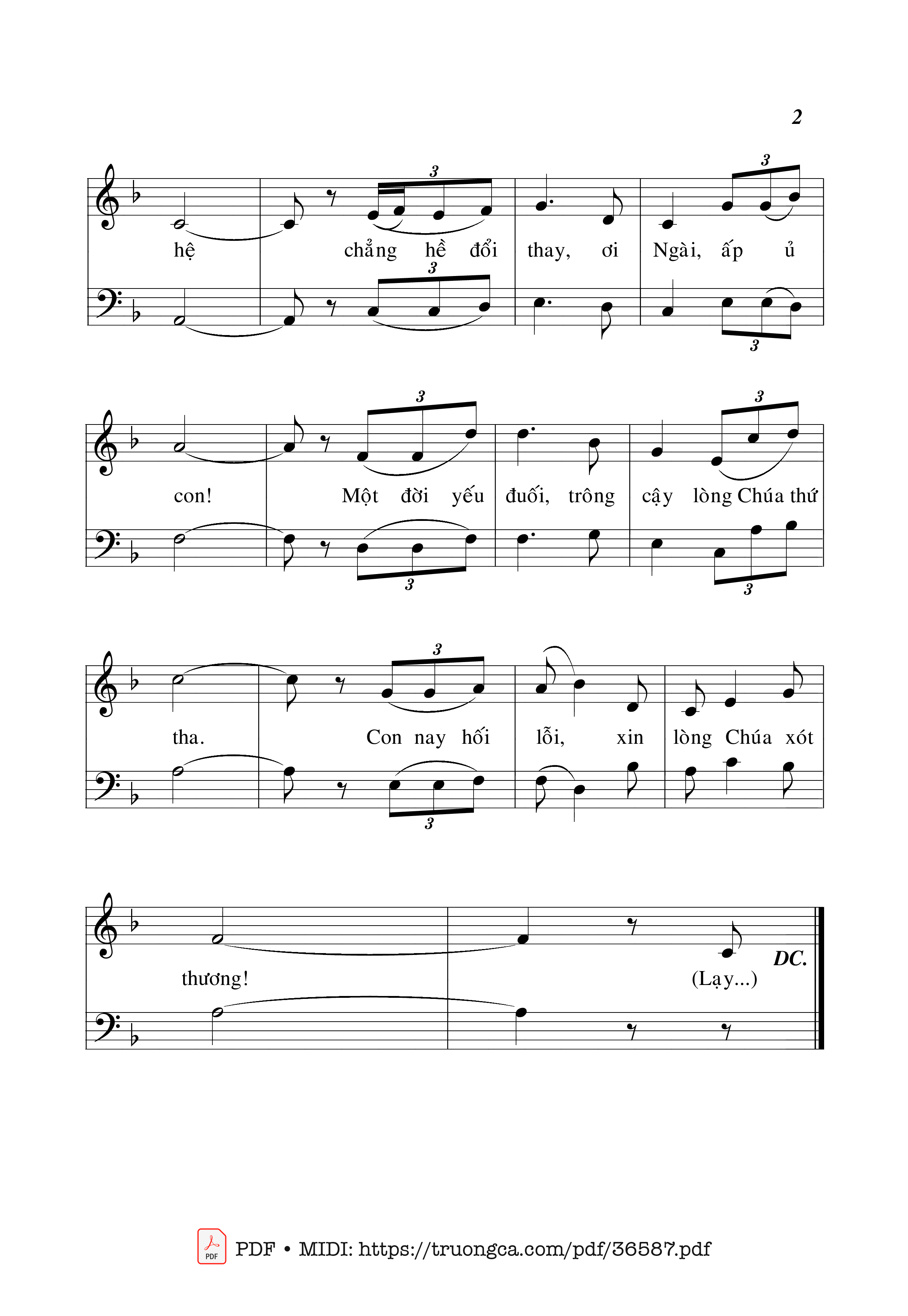 Page 2 of Sheet music PDF Lòng Chúa Xót Thương - Liên Bình Định