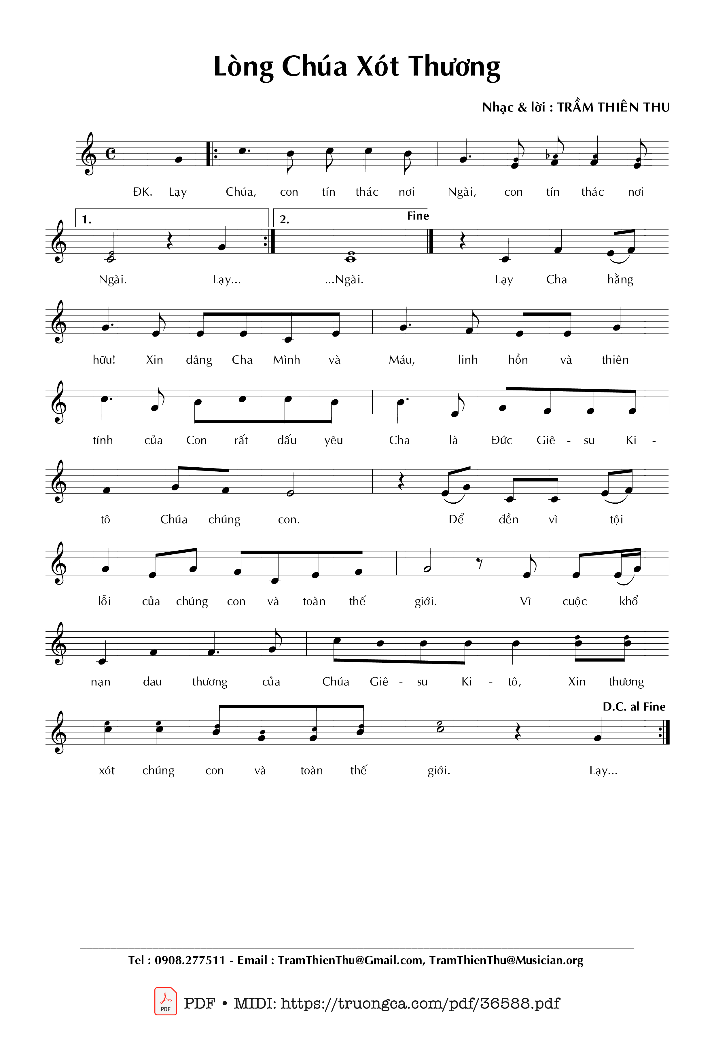 Page 1 of Sheet music PDF Lòng Chúa xót thương - Trầm Thiên Thu