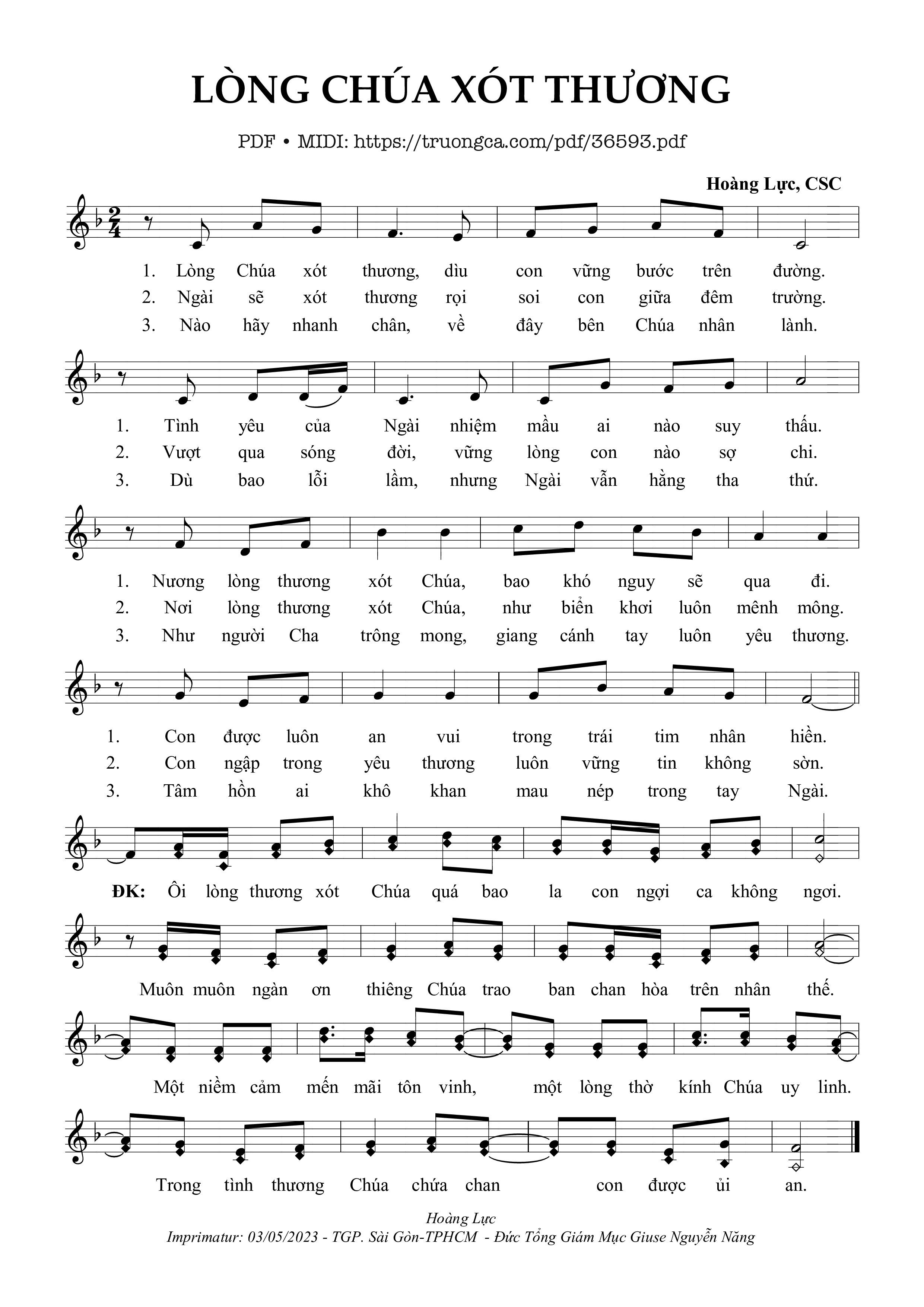 Page 1 of Sheet music PDF Lòng Chúa Xót Thương - Hoàng Lực