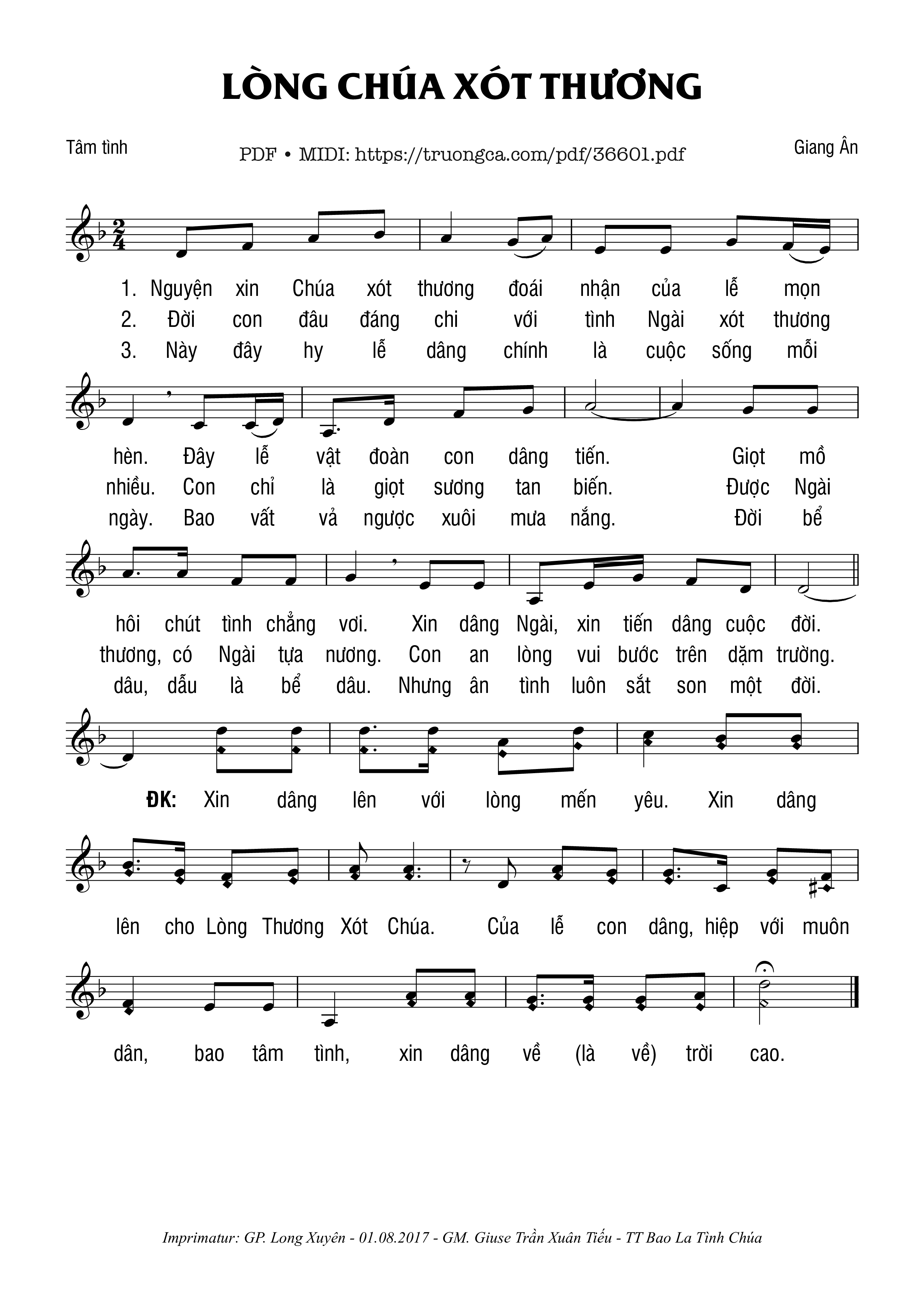 Page 1 of Sheet music PDF Lòng Chúa Xót Thương - Bùi Ninh