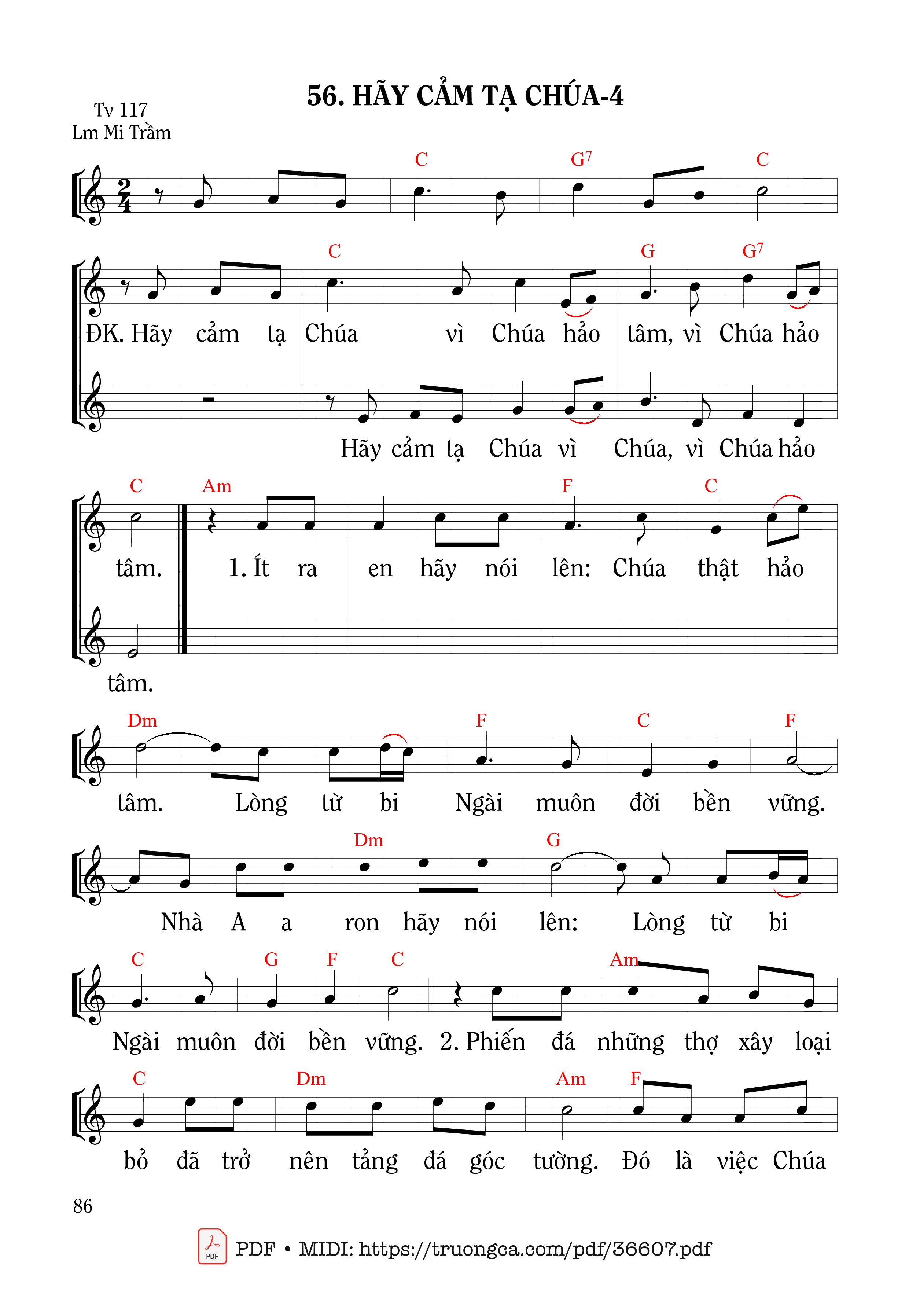 Page 1 of Sheet music PDF Thánh Vịnh 117, Hãy Cảm Tạ Chúa - Mi Trầm