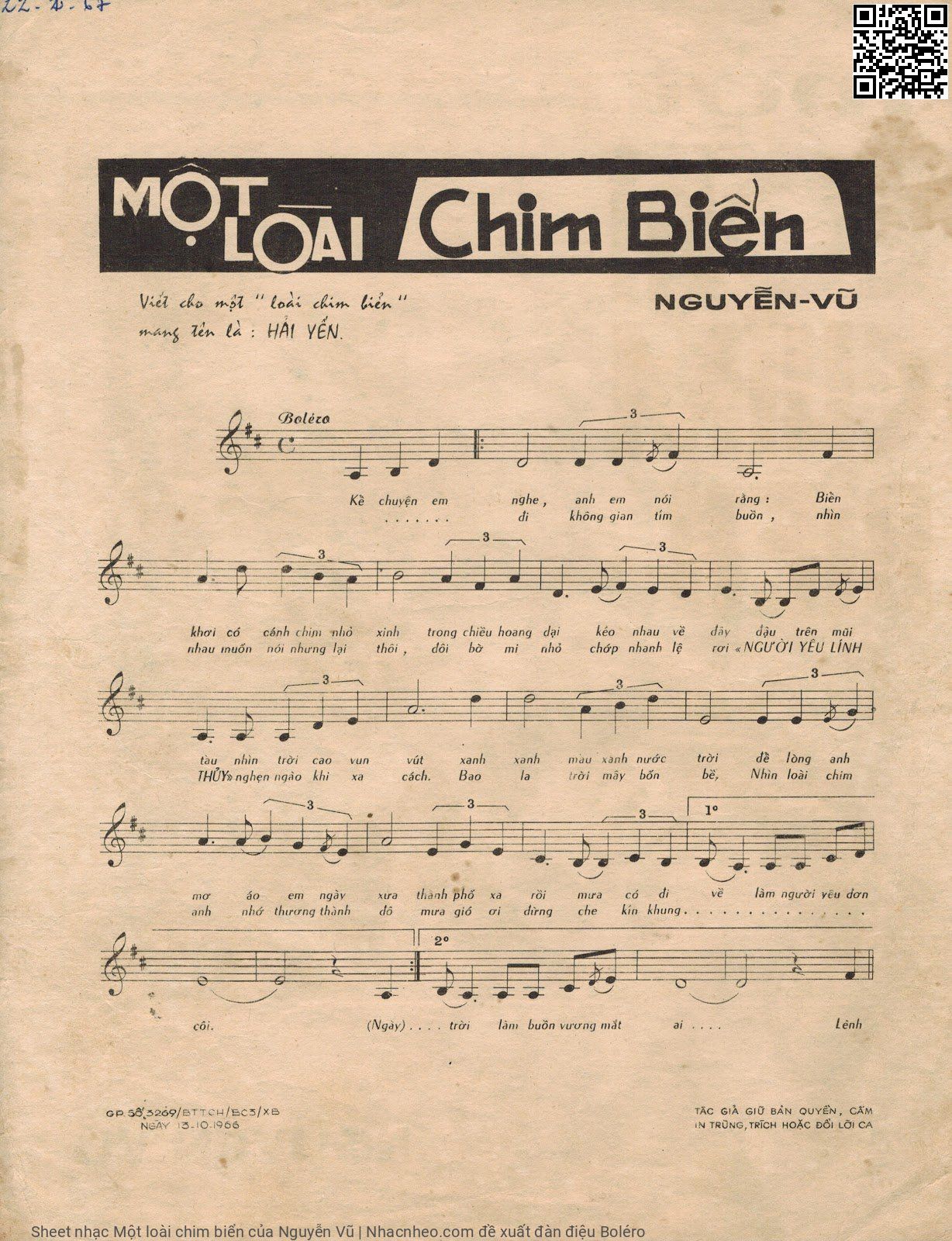 Page 2 of Sheet music PDF Một loài chim biển - Nguyễn Vũ