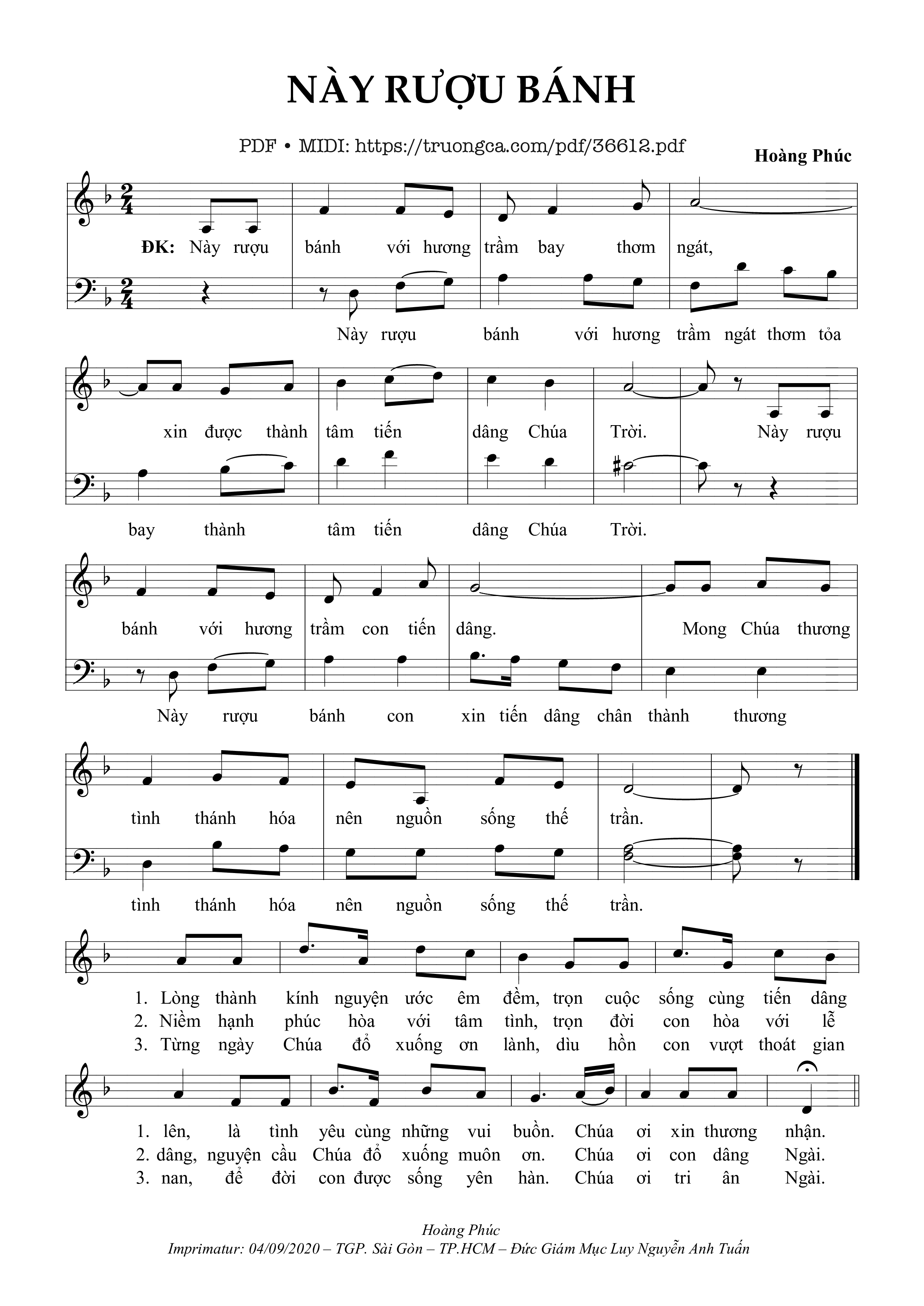 Page 1 of Sheet music PDF Này Rượu Bánh - Hoàng Phúc