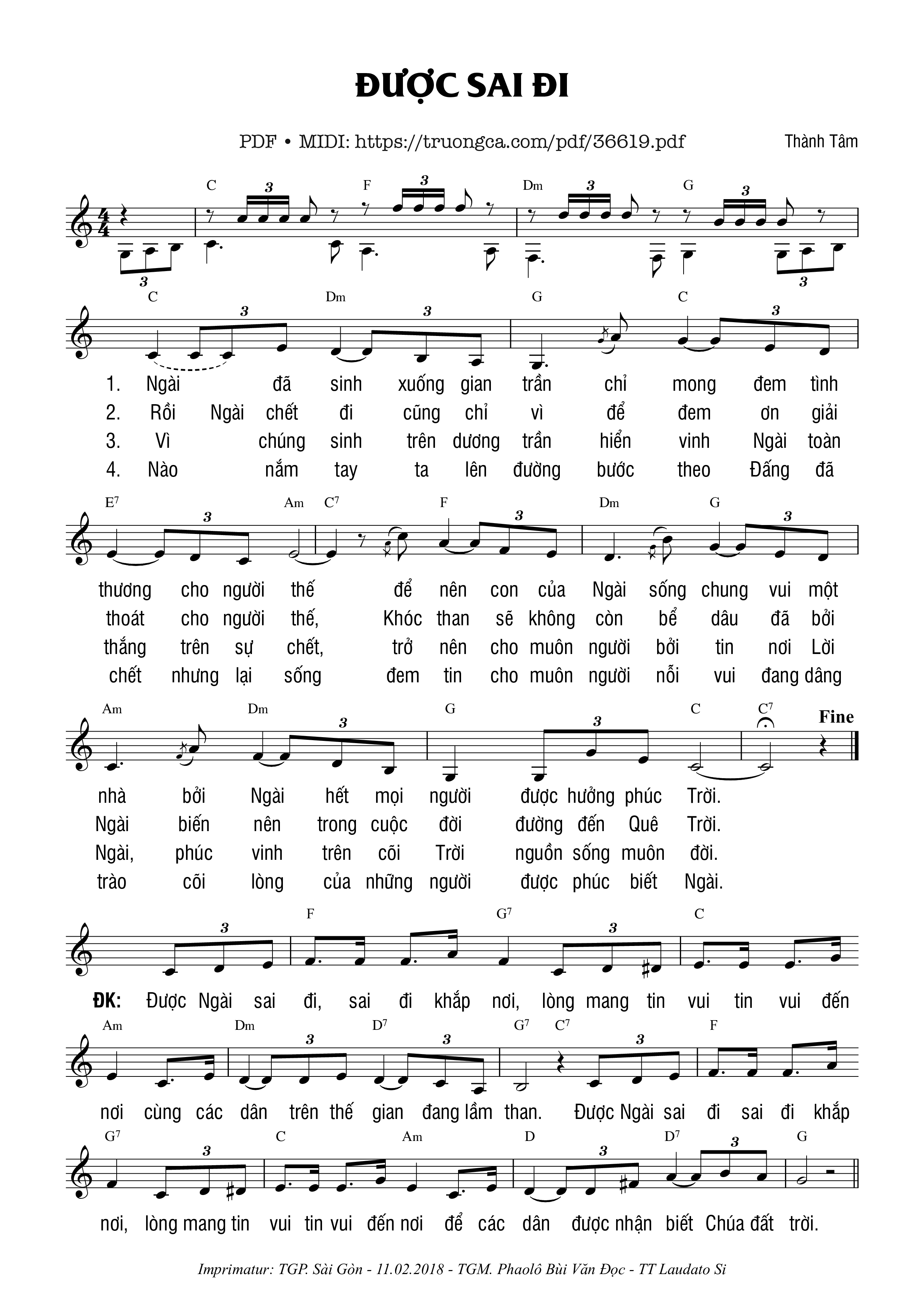 Page 1 of Sheet music PDF Được Sai Đi - Thành Tâm