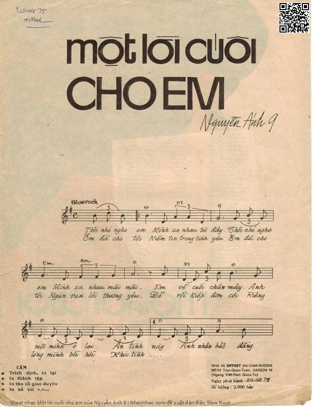 Page 2 of Sheet music PDF Một lời cuối cho em - Nguyễn Ánh 9