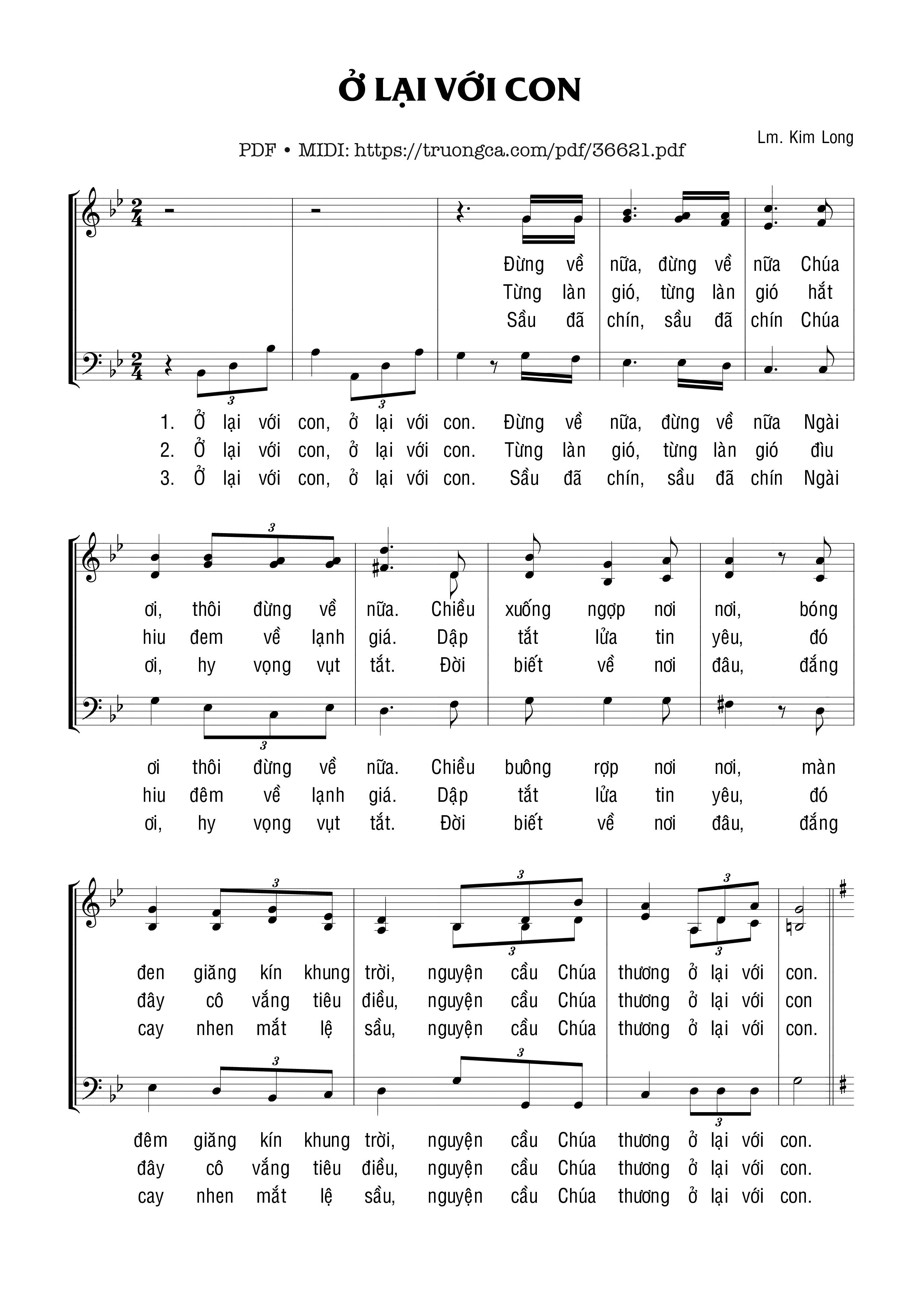 Page 1 of Sheet music PDF Ở Lại Với Con - Kim Long