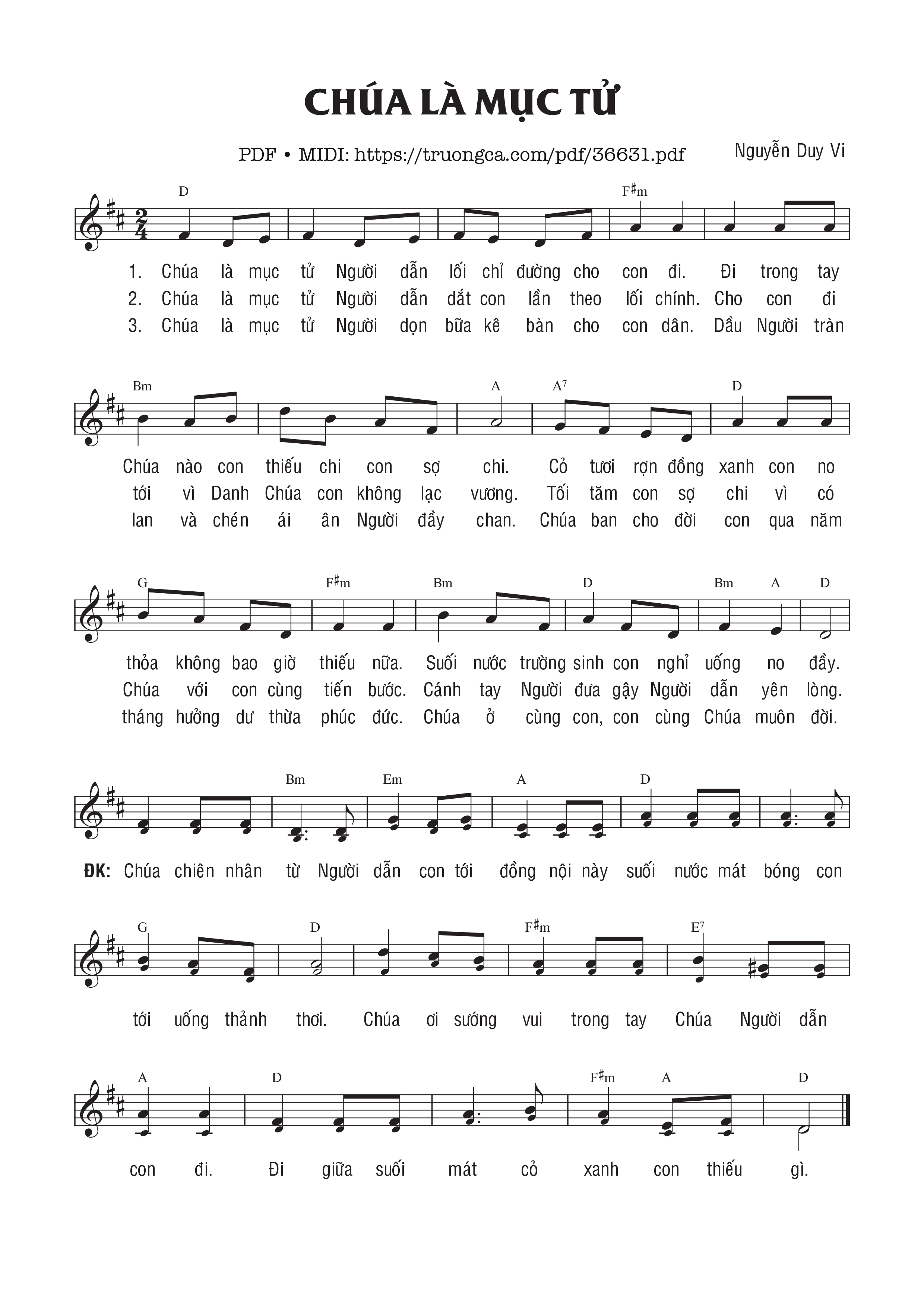 Page 1 of Sheet music PDF Chúa Là Mục Tử - Nguyễn Duy Vi