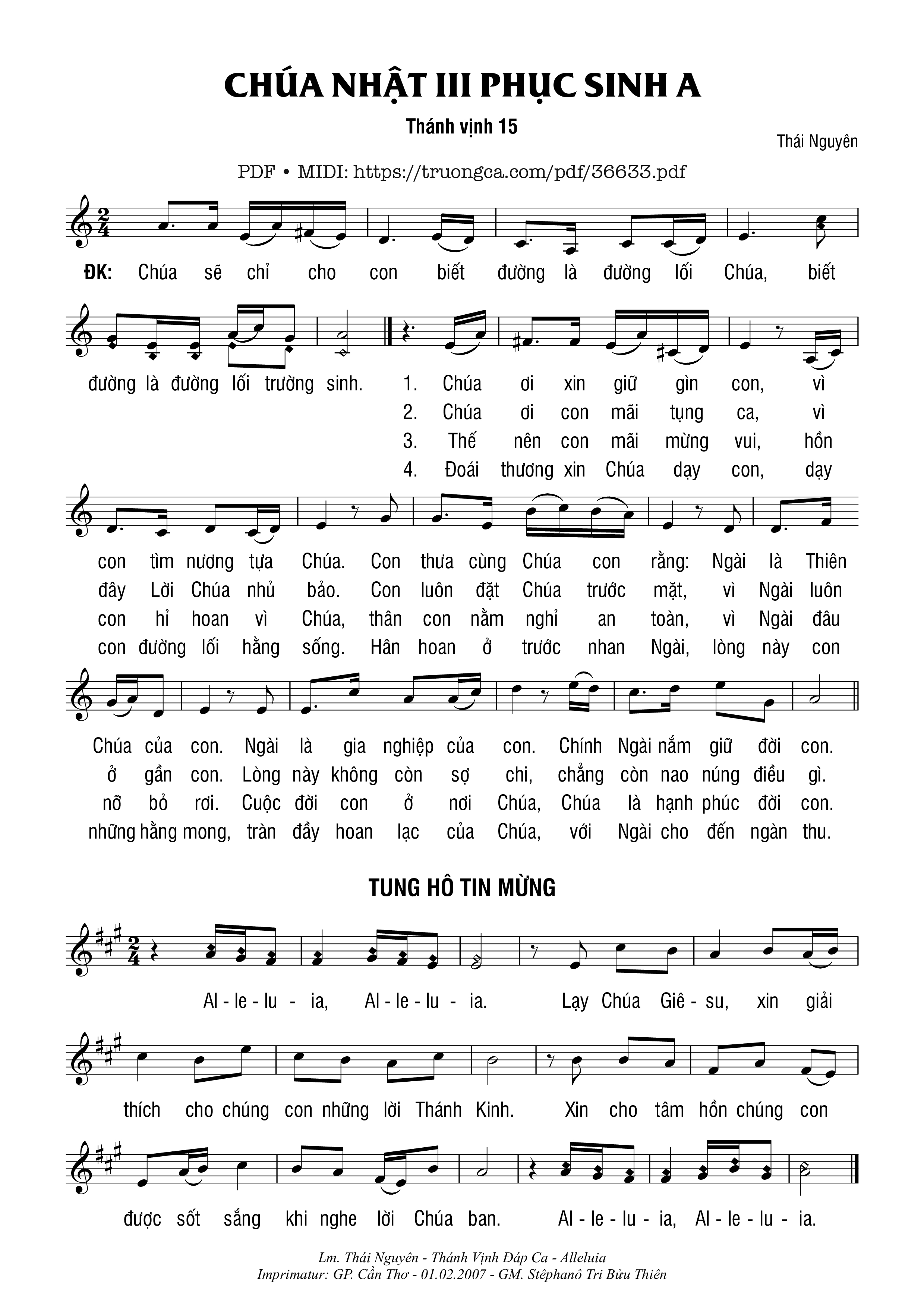 Page 1 of Sheet music PDF Thánh Vịnh 15, Chúa Nhật 3A Phục Sinh - Thái Nguyên