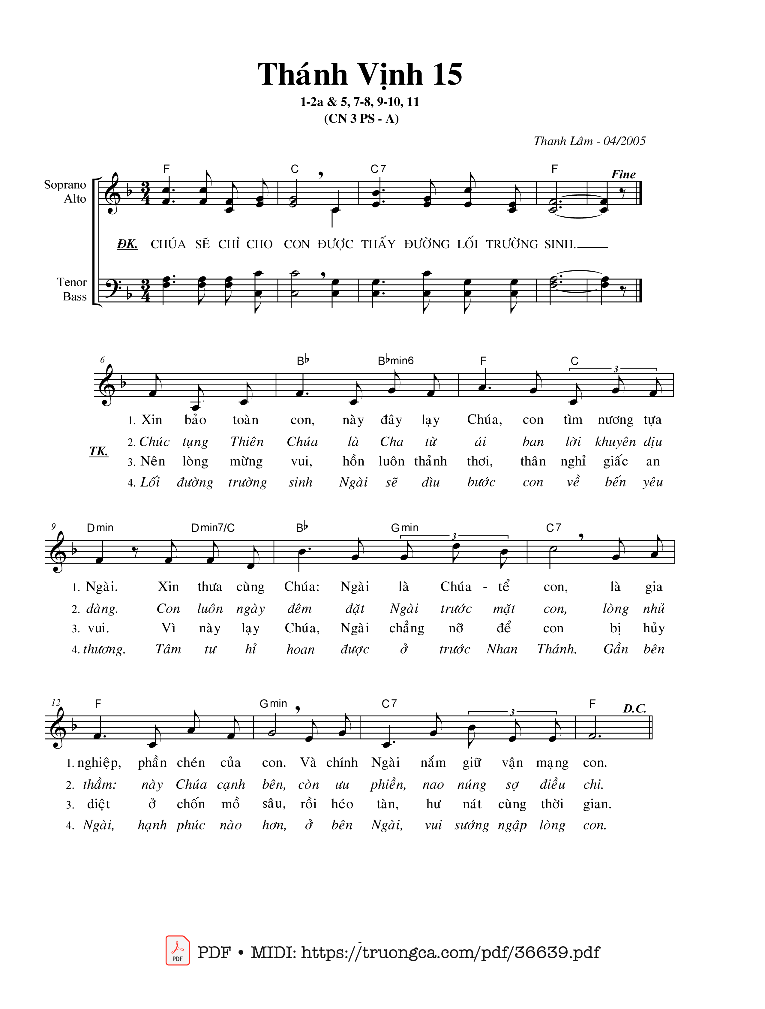 Page 1 of Sheet music PDF Thánh Vịnh 15, Chúa Nhật 3A Phục Sinh - Thanh Lâm