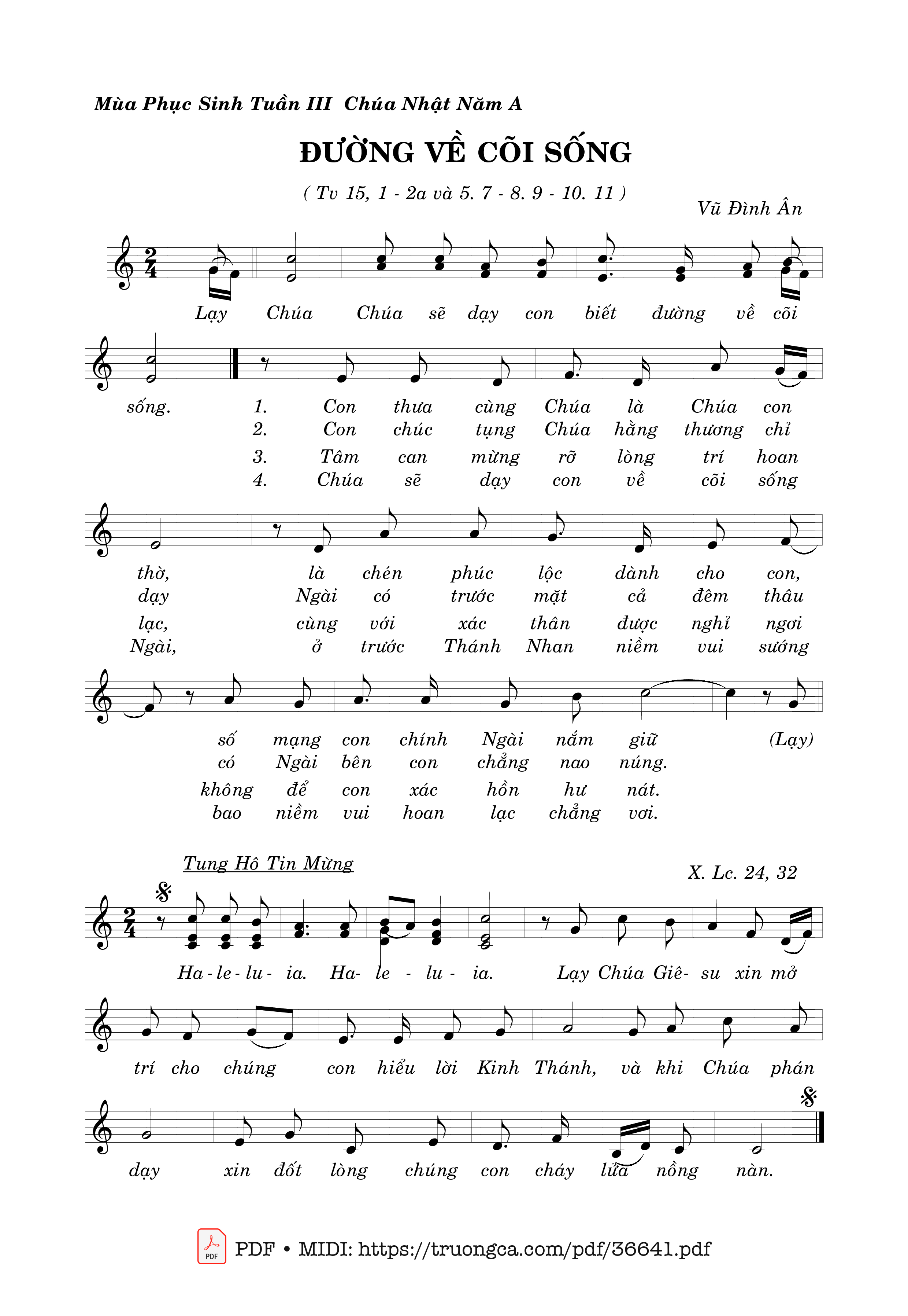 Page 1 of Sheet music PDF Thánh Vịnh 15, Đường Về Cõi Sống - Vũ Đình Ân