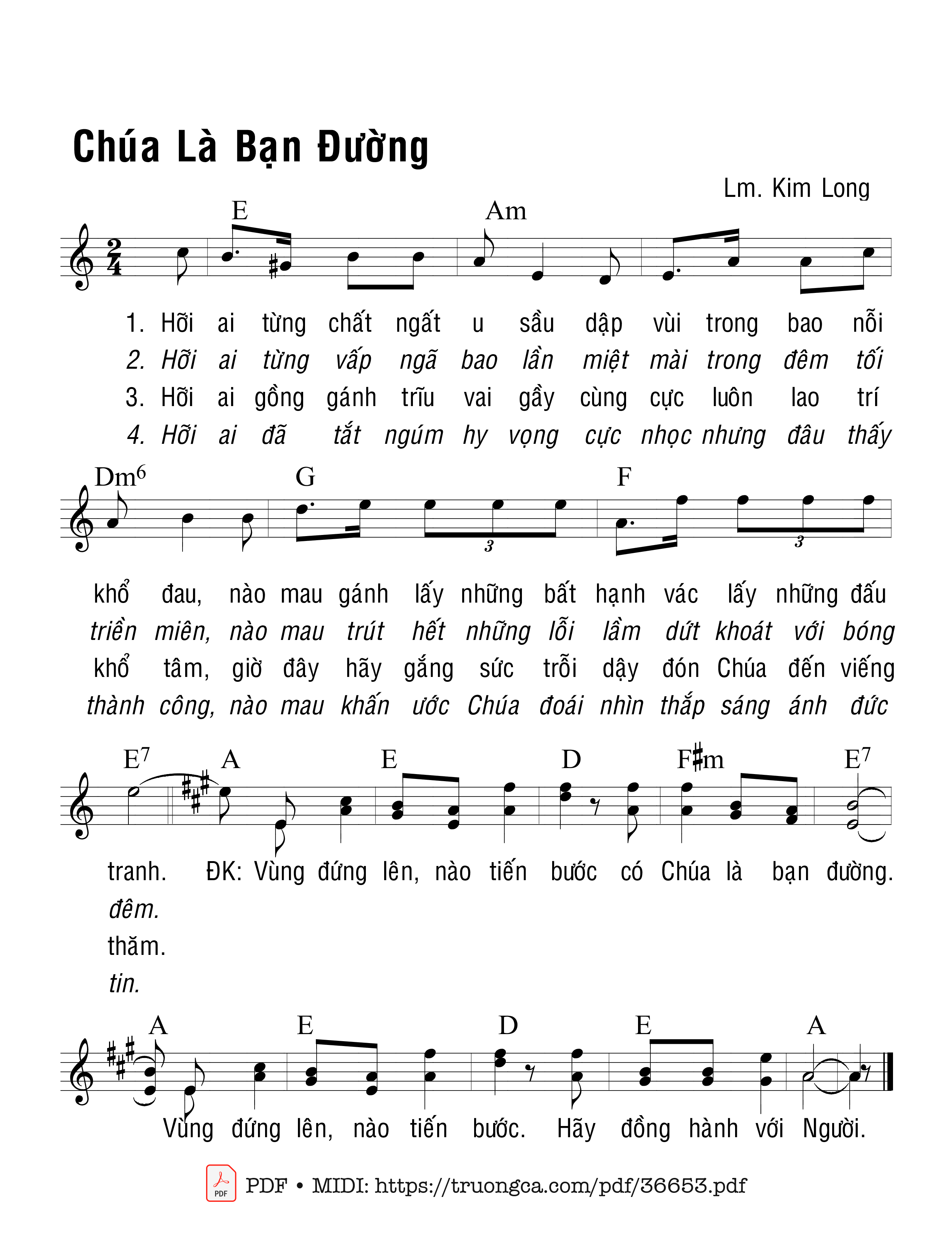 Page 1 of Sheet music PDF Chúa Là Bạn Đường - Kim Long