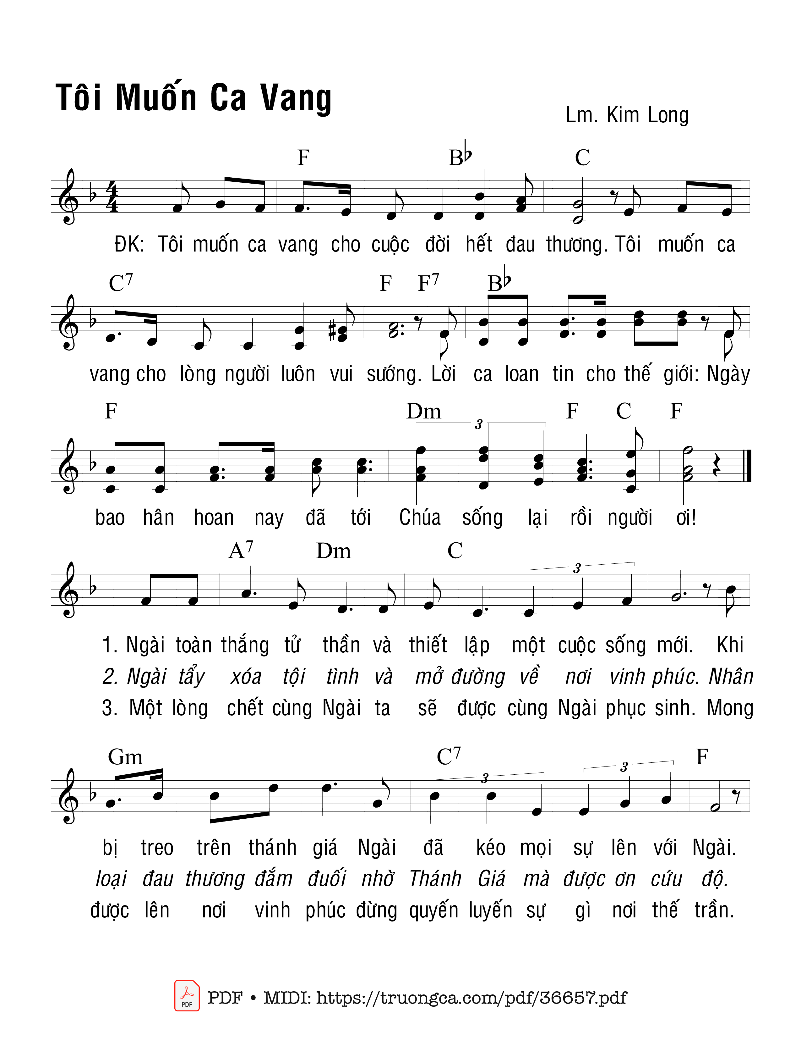 Page 1 of Sheet music PDF Tôi Muốn Ca Vang - Kim Long