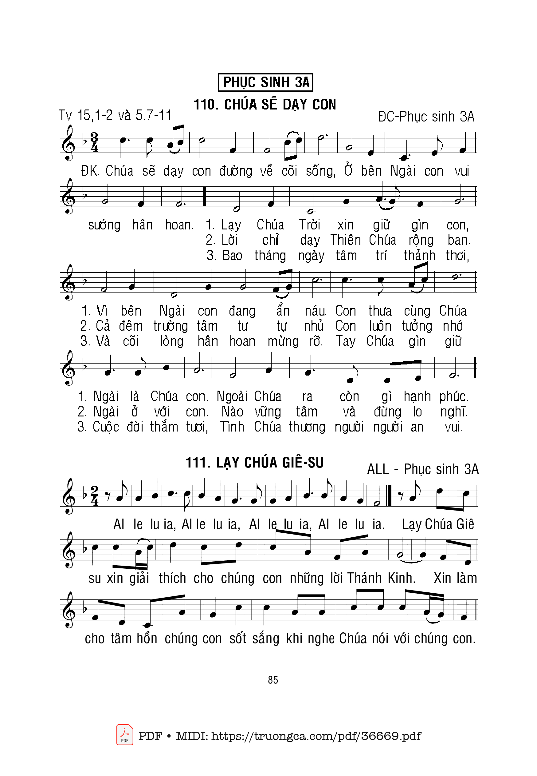 Page 1 of Sheet music PDF Thánh Vịnh 15, Chúa Sẽ Dạy Con - Mi Trầm