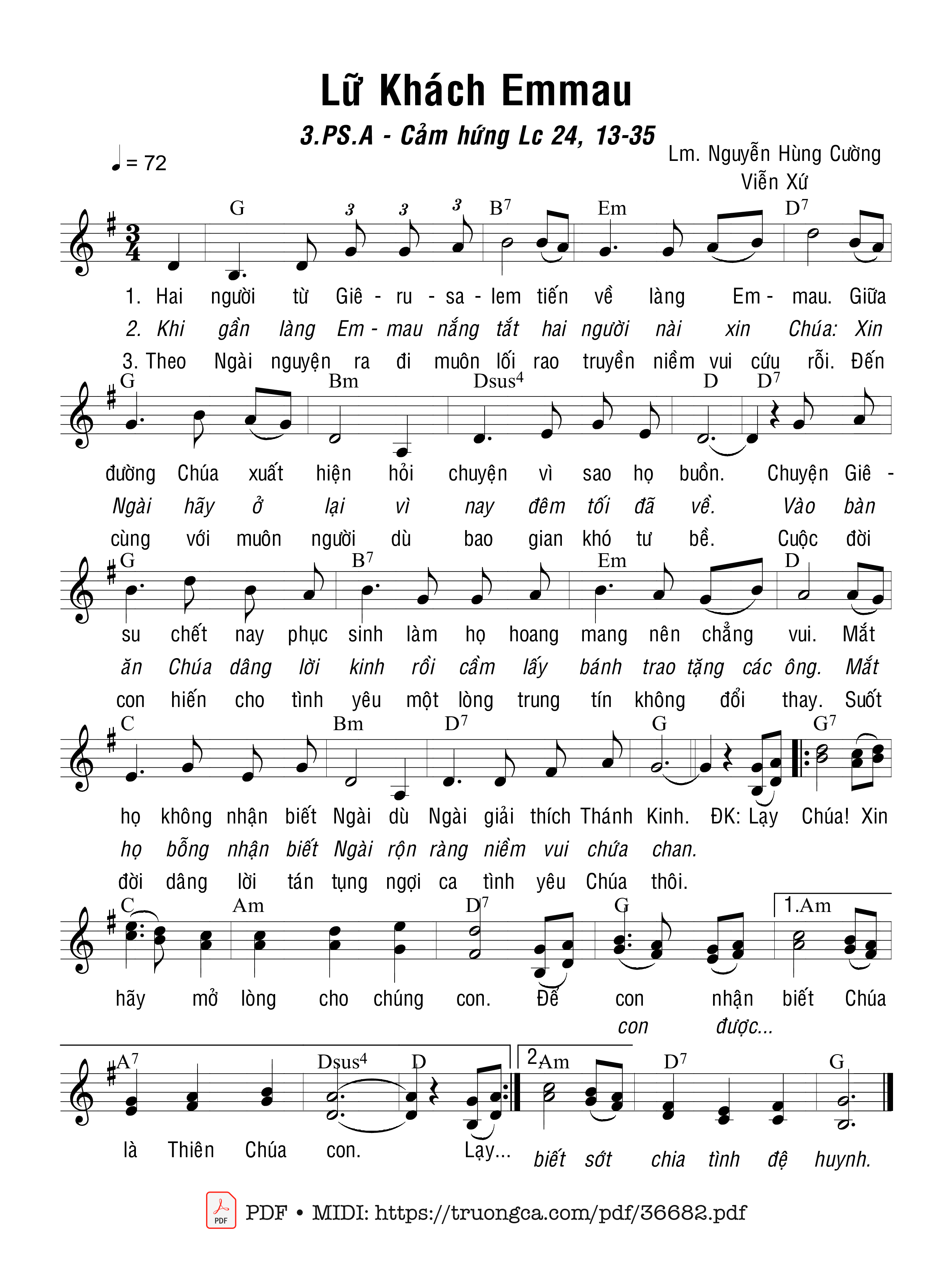Page 1 of Sheet music PDF Lữ Khách Emmau - Nguyễn Hùng Cường &Amp; Viễn Xứ