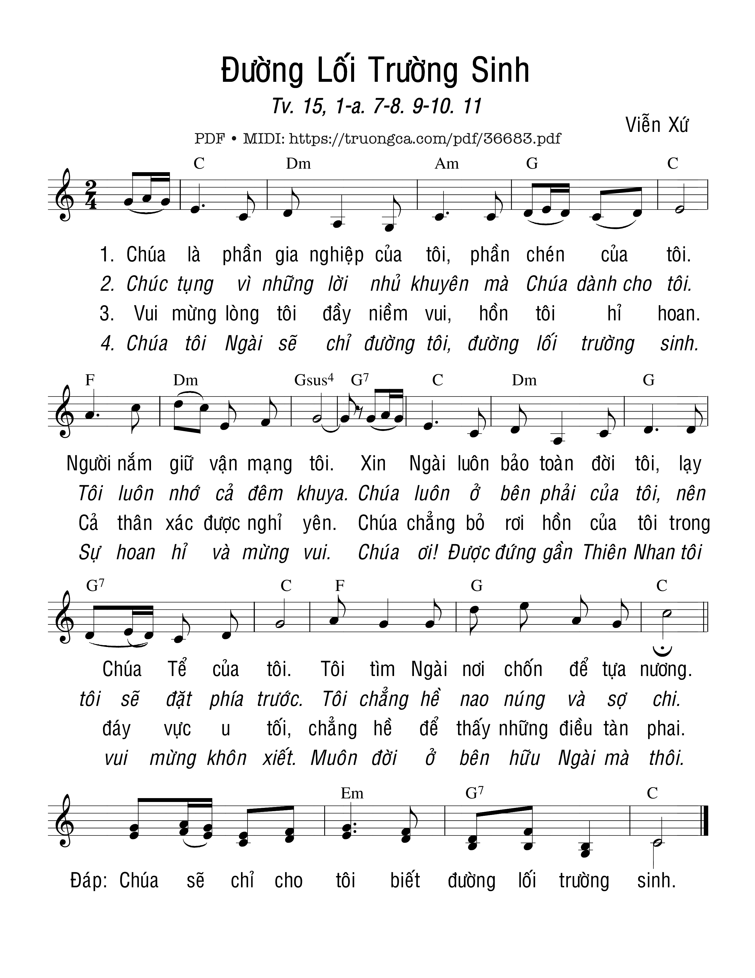 Page 1 of Sheet music PDF Thánh Vịnh 15, Đường Lối Trường Sinh - Viễn Xứ