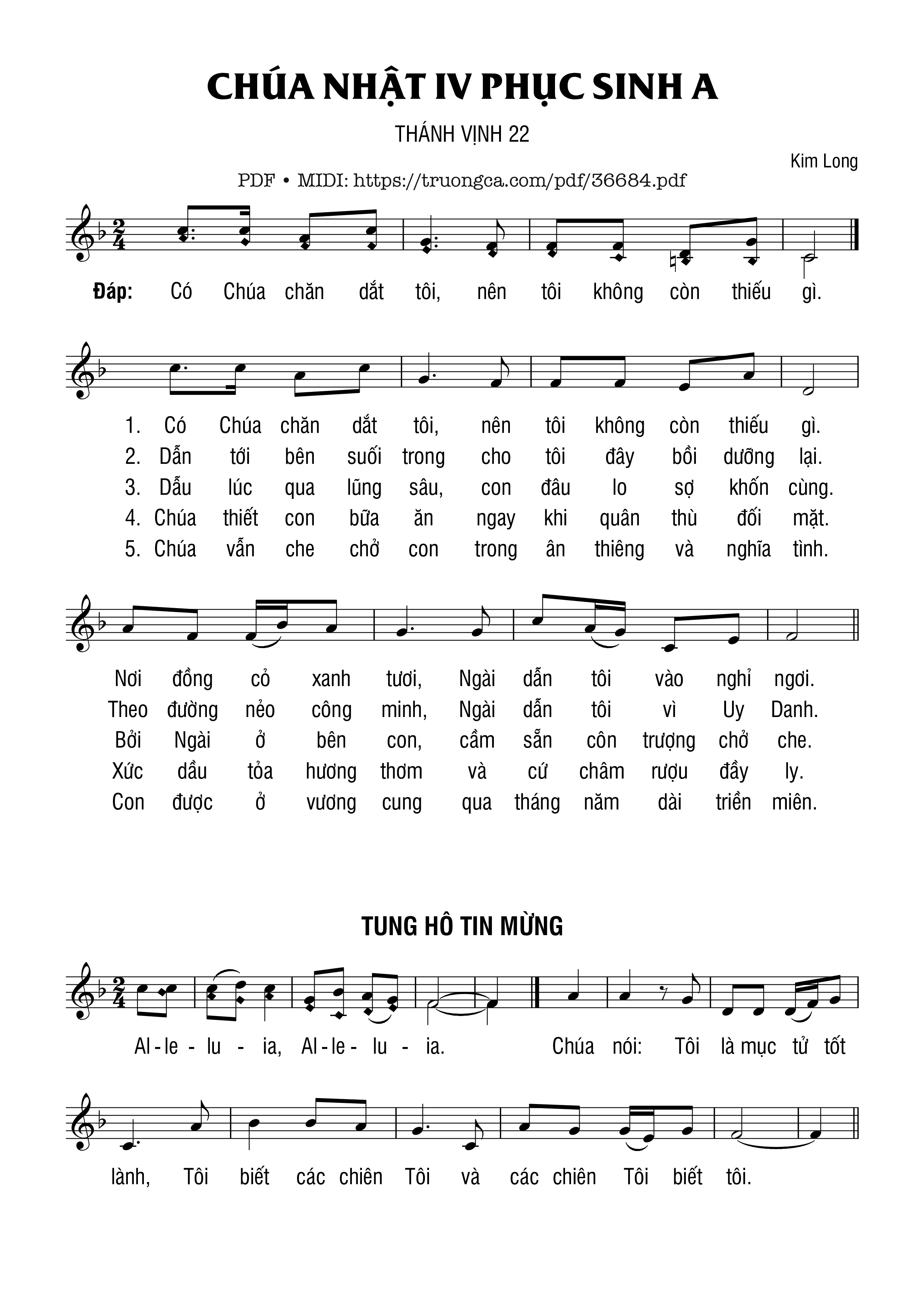 Page 1 of Sheet music PDF Thánh Vịnh 22, Chúa Nhật 4A Phục Sinh - Kim Long