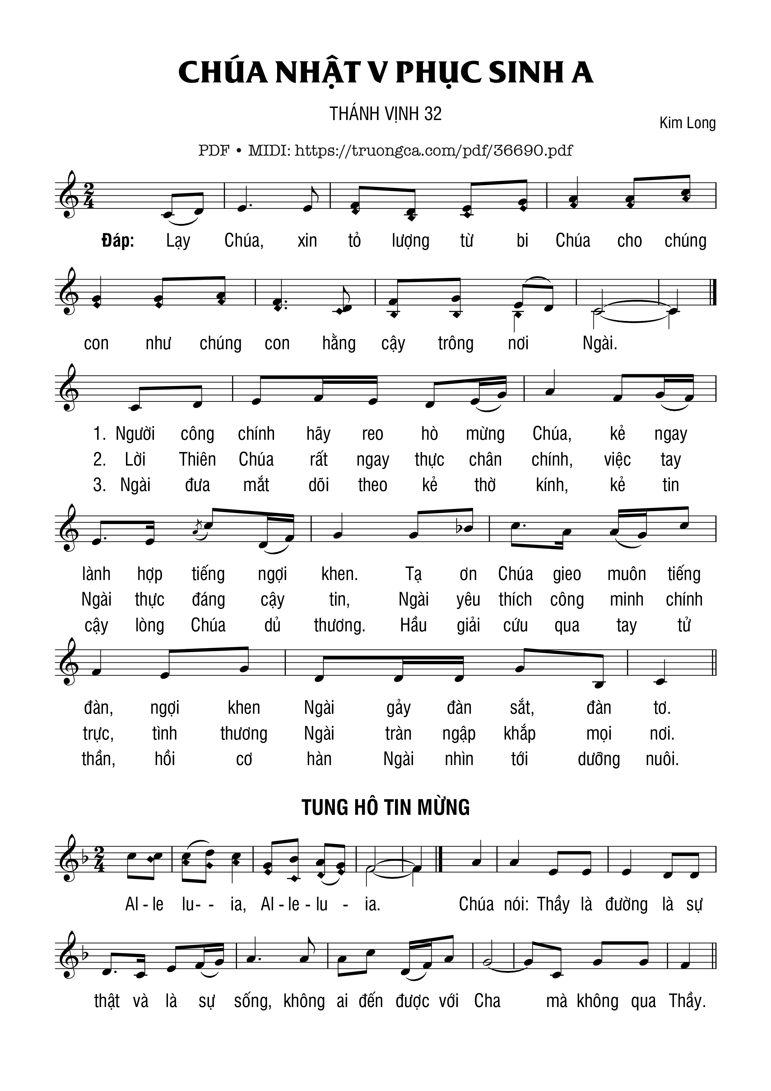 Page 1 of Sheet music PDF Thánh Vịnh 32, Chúa Nhật 5A Phục Sinh - Kim Long