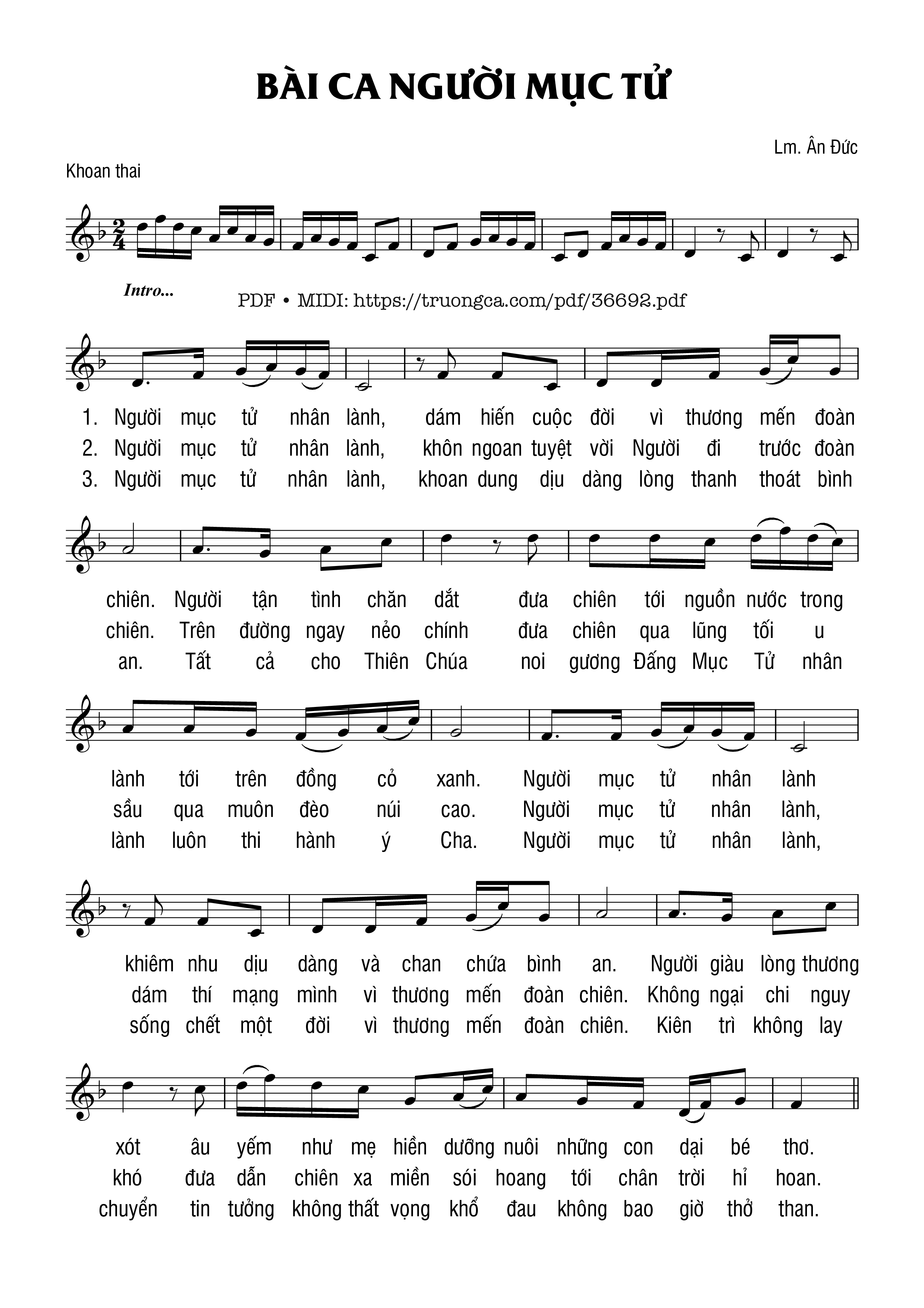 Page 1 of Sheet music PDF Bài Ca Người Mục Tử - Ân Đức